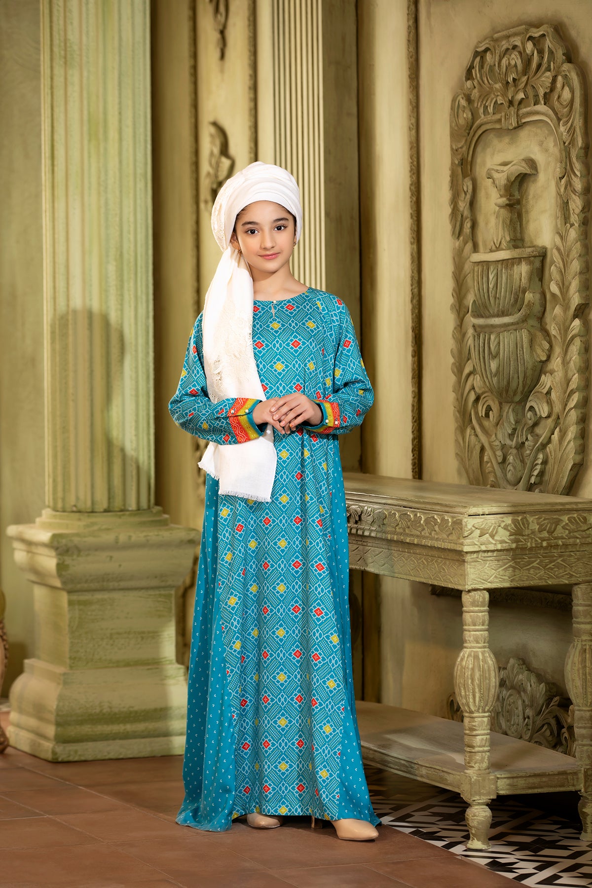 DW20-20 Printed Stitched Fustaan for Kids - 1PC