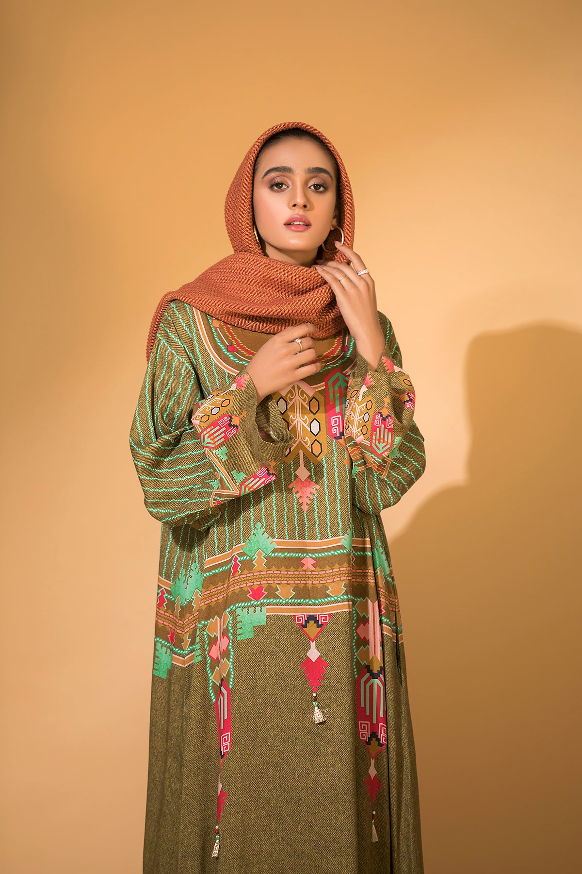 DW20-22 Digital Printed Stitched Fustaan with Mask 1PC