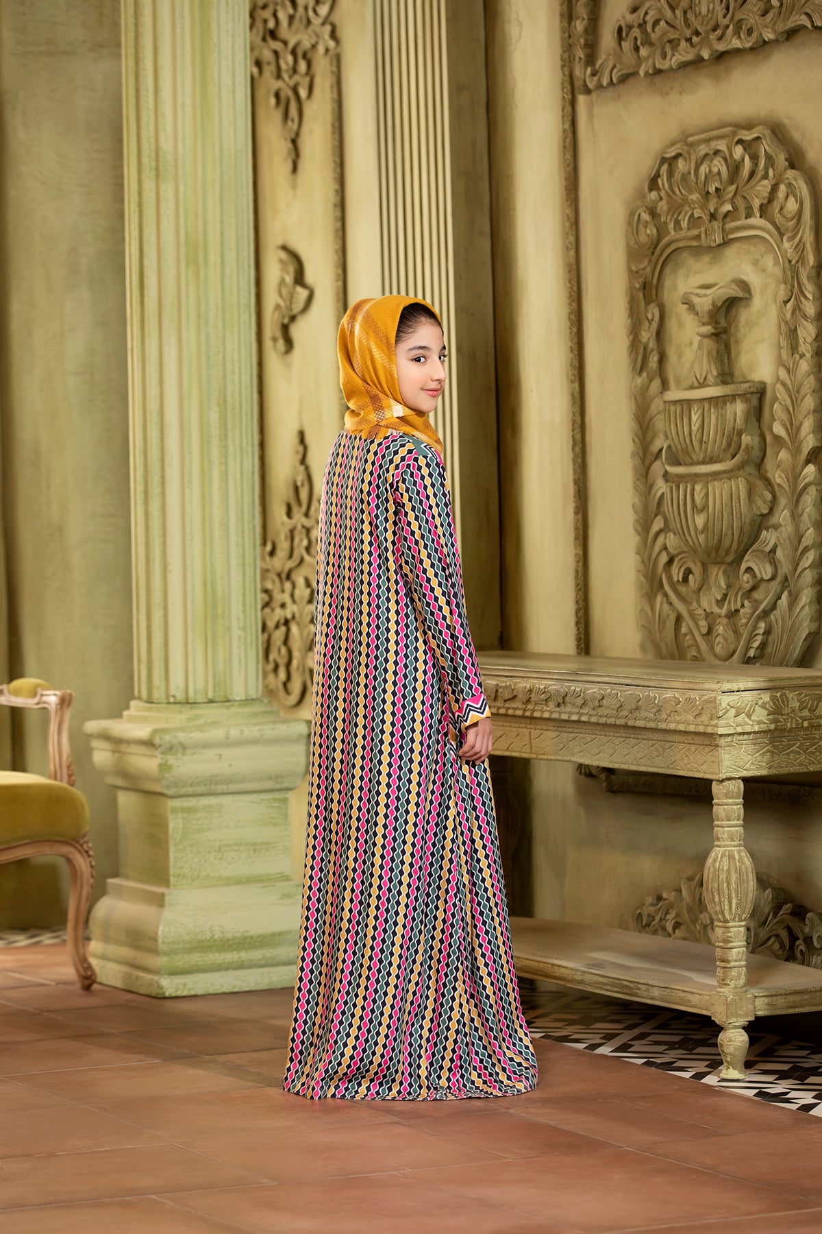 DW20-30 Printed Stitched Fustaan for Kids - 1PC