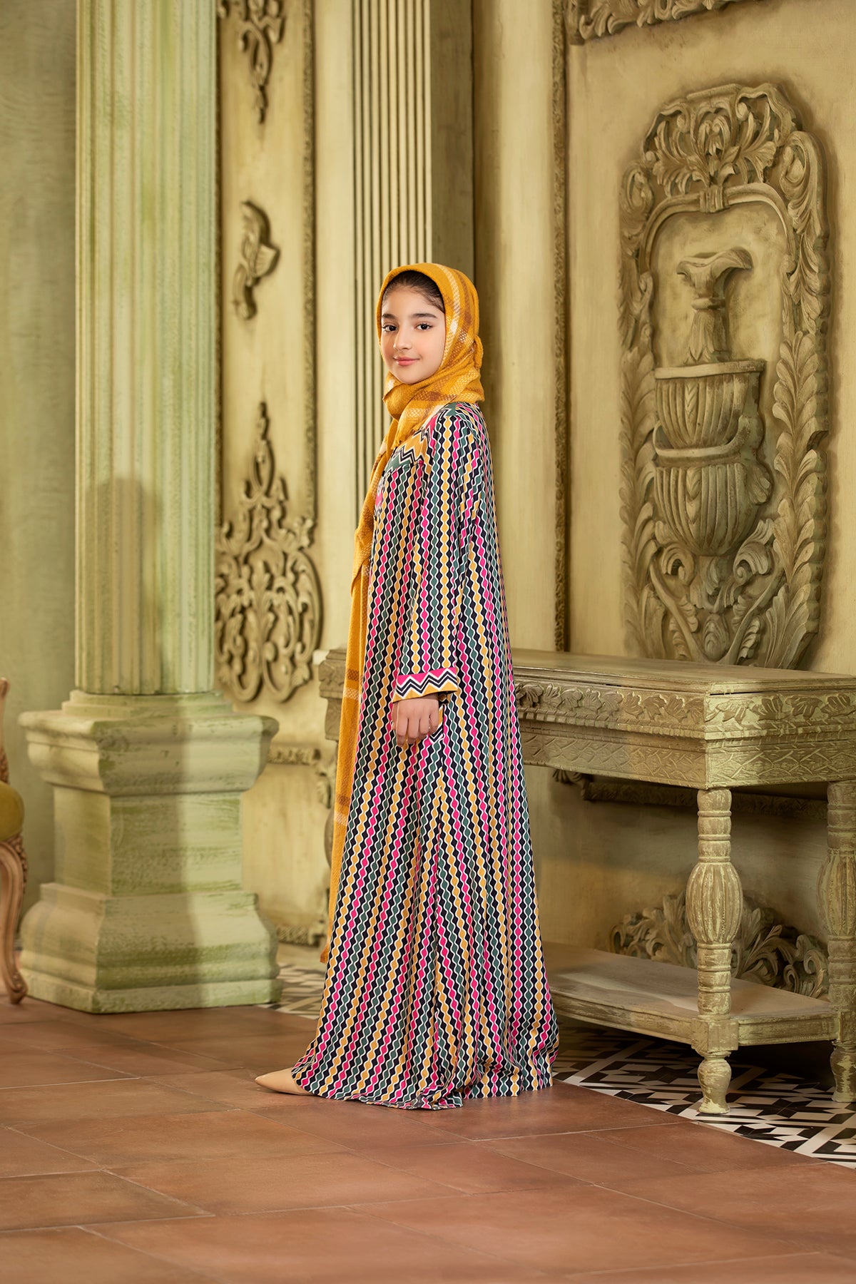 DW20-30 Printed Stitched Fustaan for Kids - 1PC