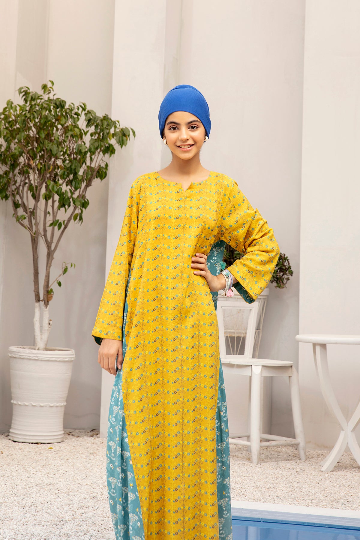 DW20-31 Digital Printed Linen Stitched Fustaan with Mask 1PC