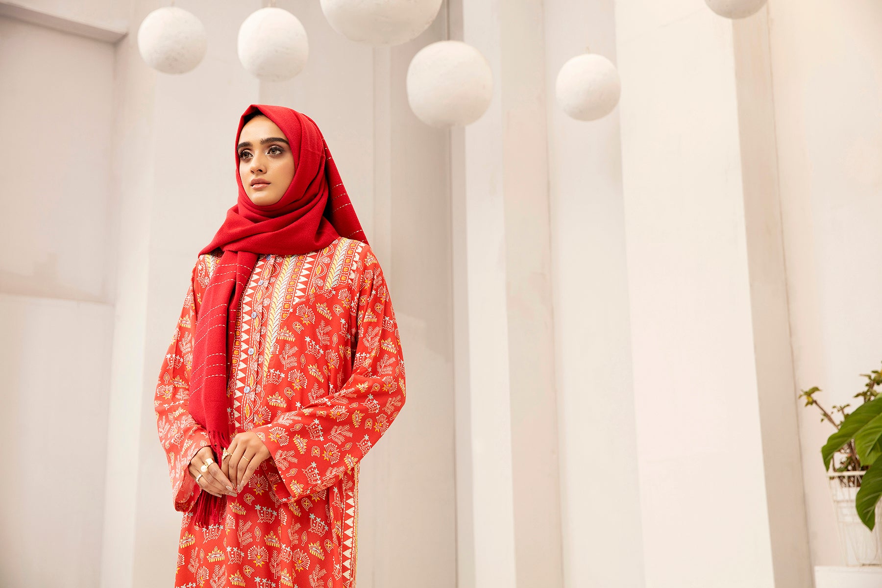 DW20-37 Digital Printed Linen Stitched Fustaan with Mask 1PC