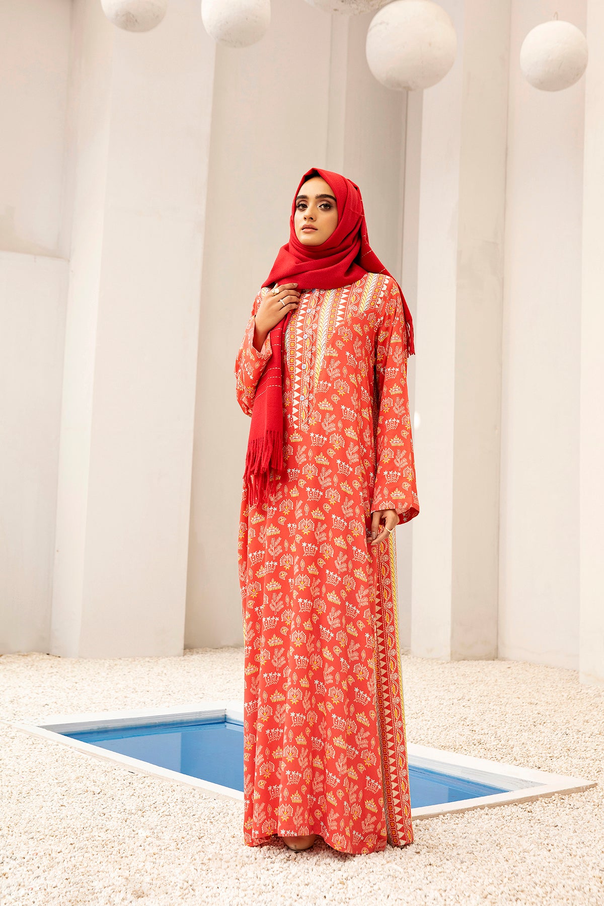 DW20-37 Digital Printed Linen Stitched Fustaan with Mask 1PC