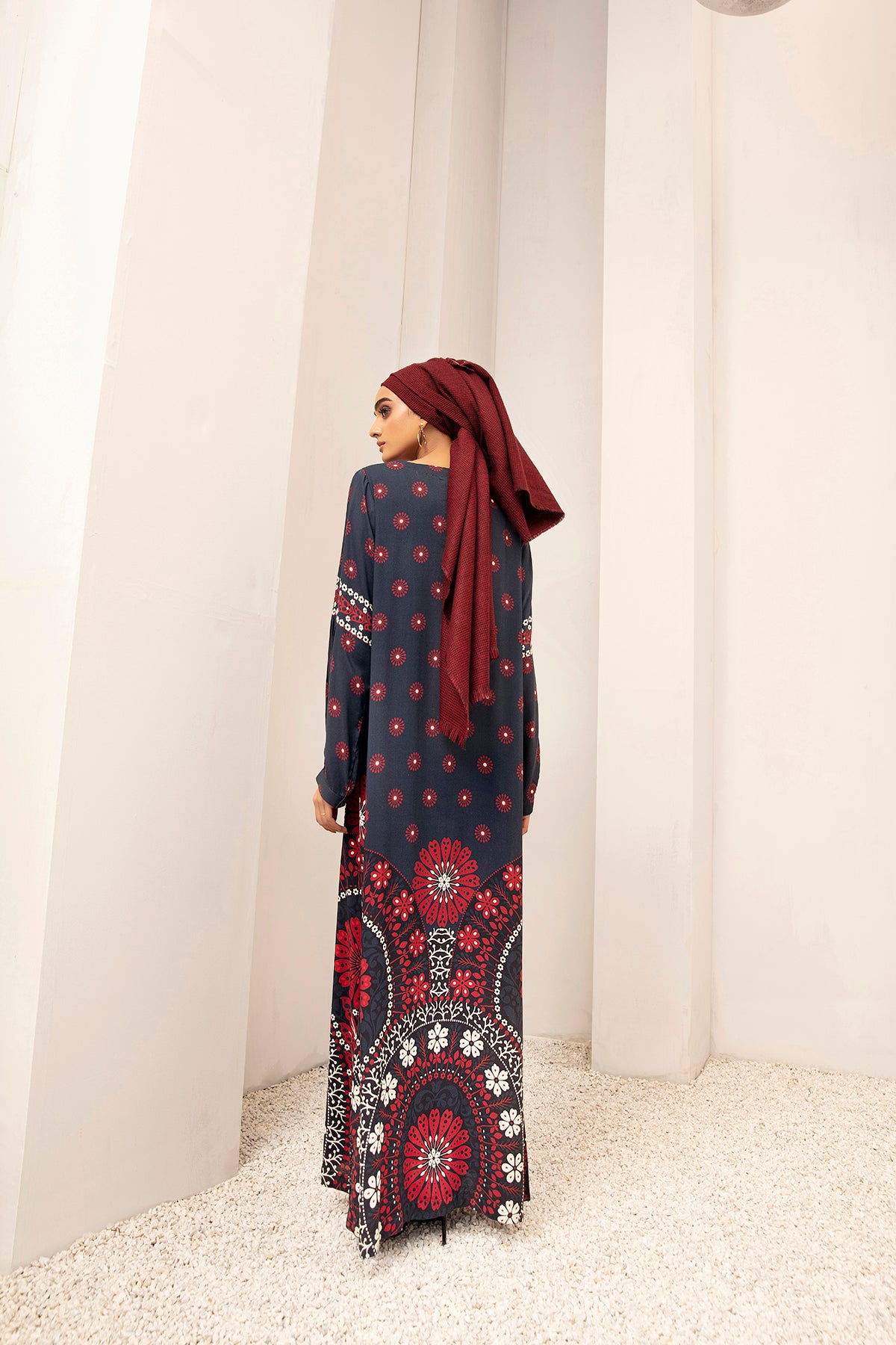 DW20-38 Digital Printed Stitched Fustaan with Mask 1PC