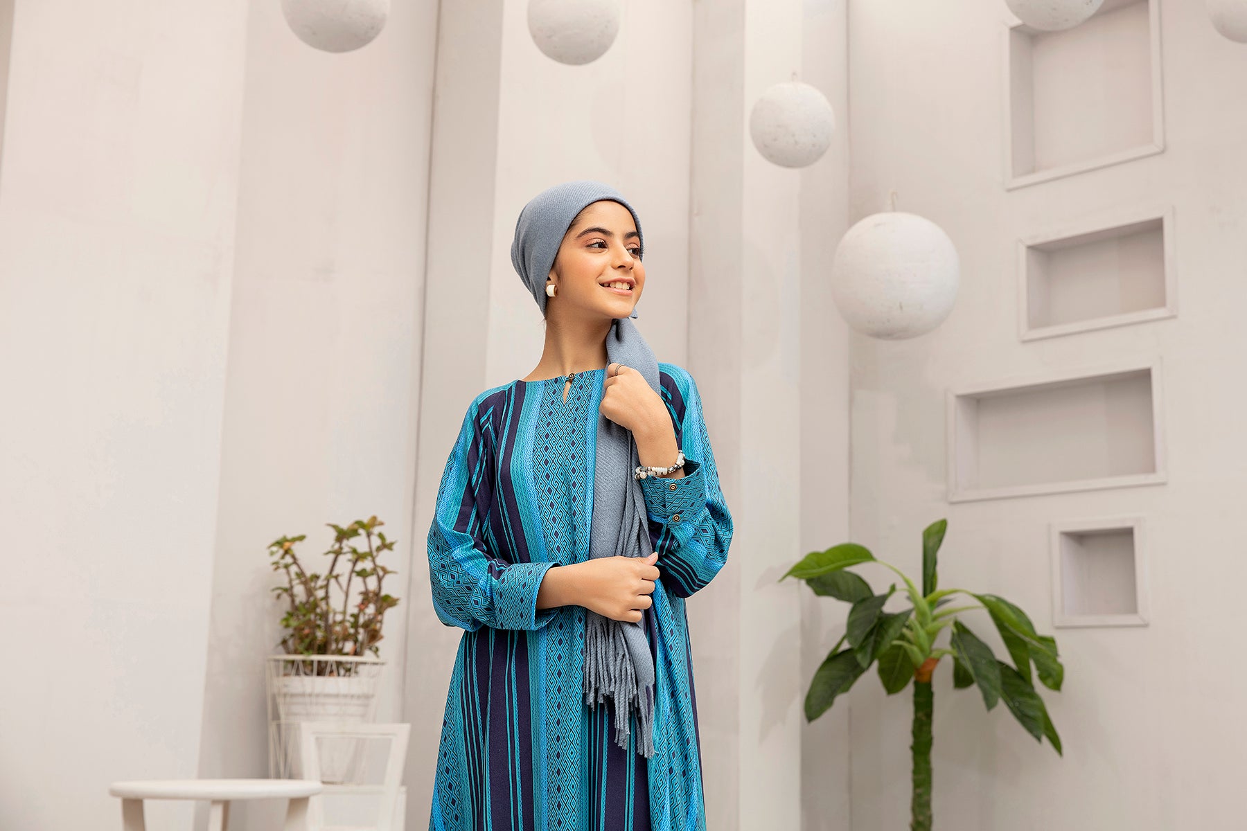 DW20-39 Digital Printed Stitched Fustaan for Kids with Mask - 1PC