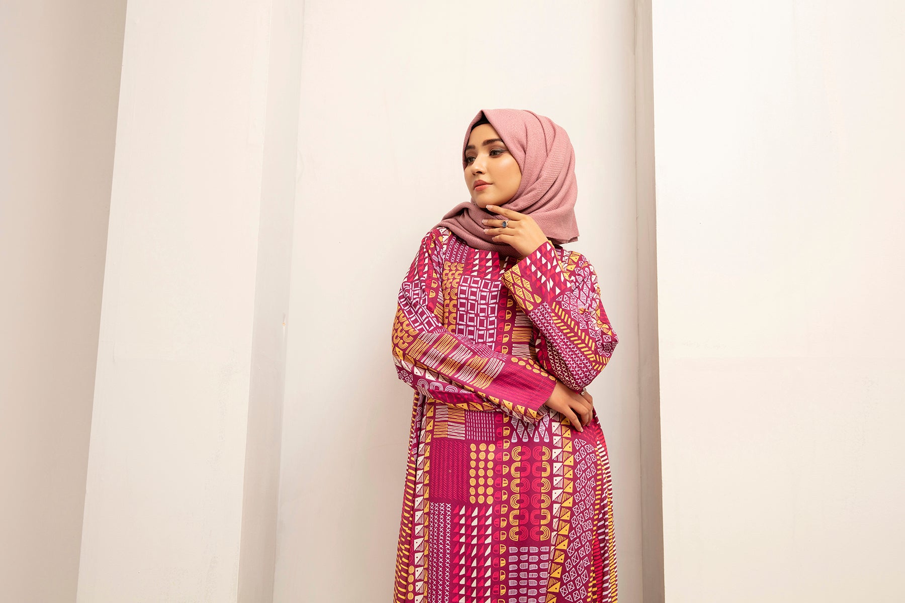 DW20-40 Digital Printed Linen Stitched Fustaan with Mask 1PC