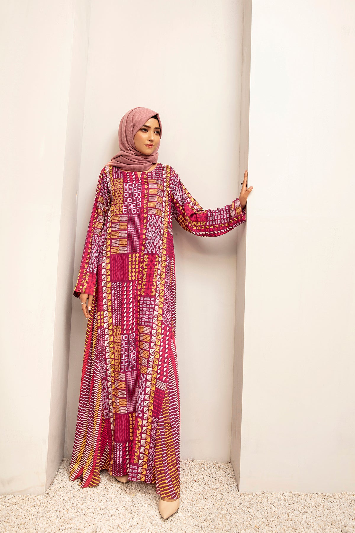 DW20-40 Digital Printed Linen Stitched Fustaan with Mask 1PC