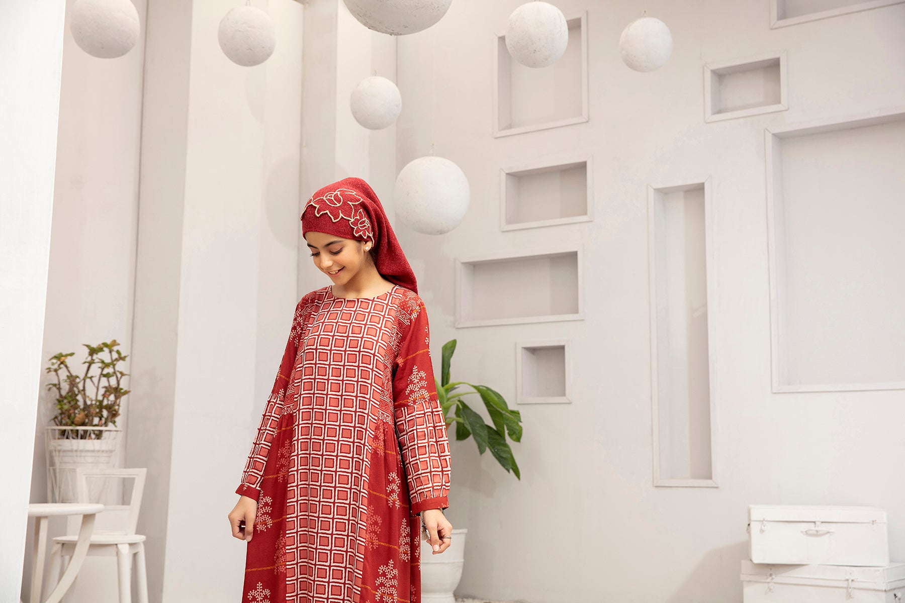 DW20-52 Digital Printed Linen Stitched Fustaan with Mask 1PC