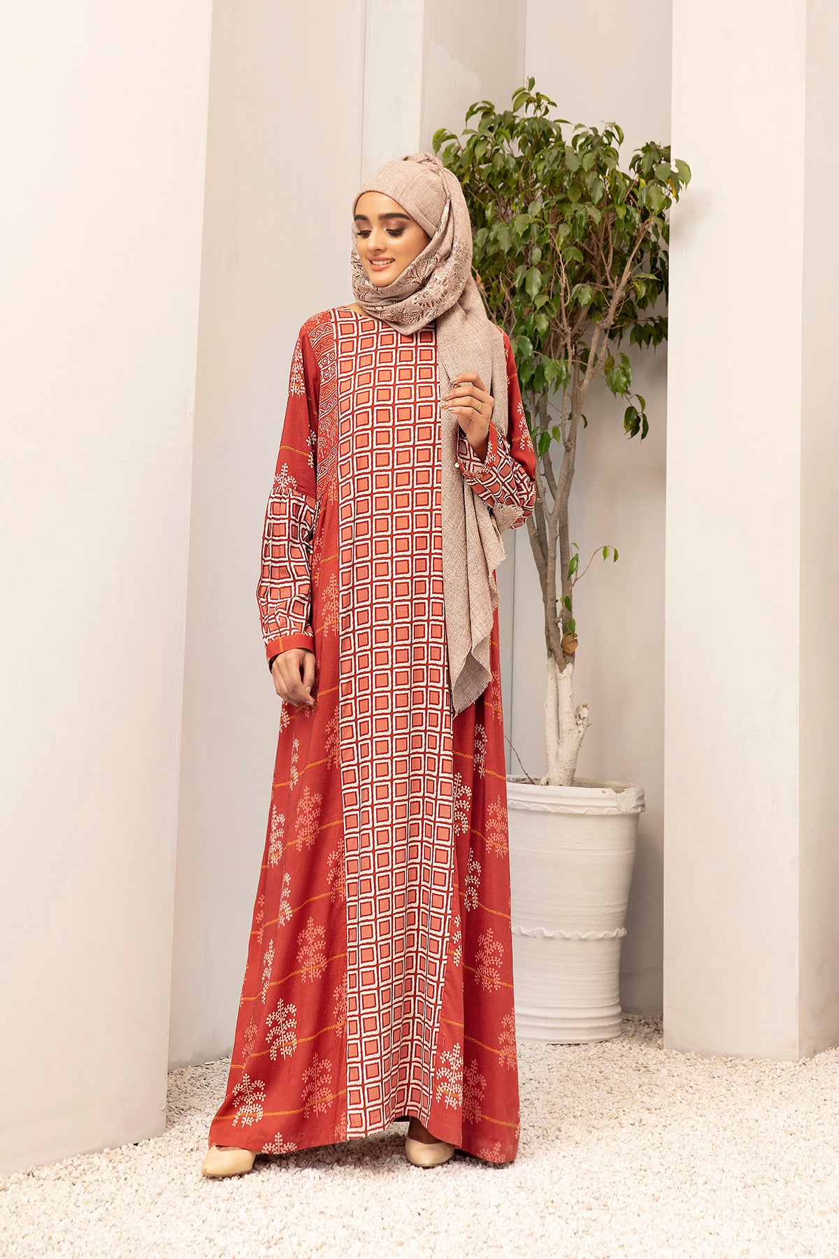 DW20-53 Digital Printed Stitched Fustaan for Kids with Mask 1PC