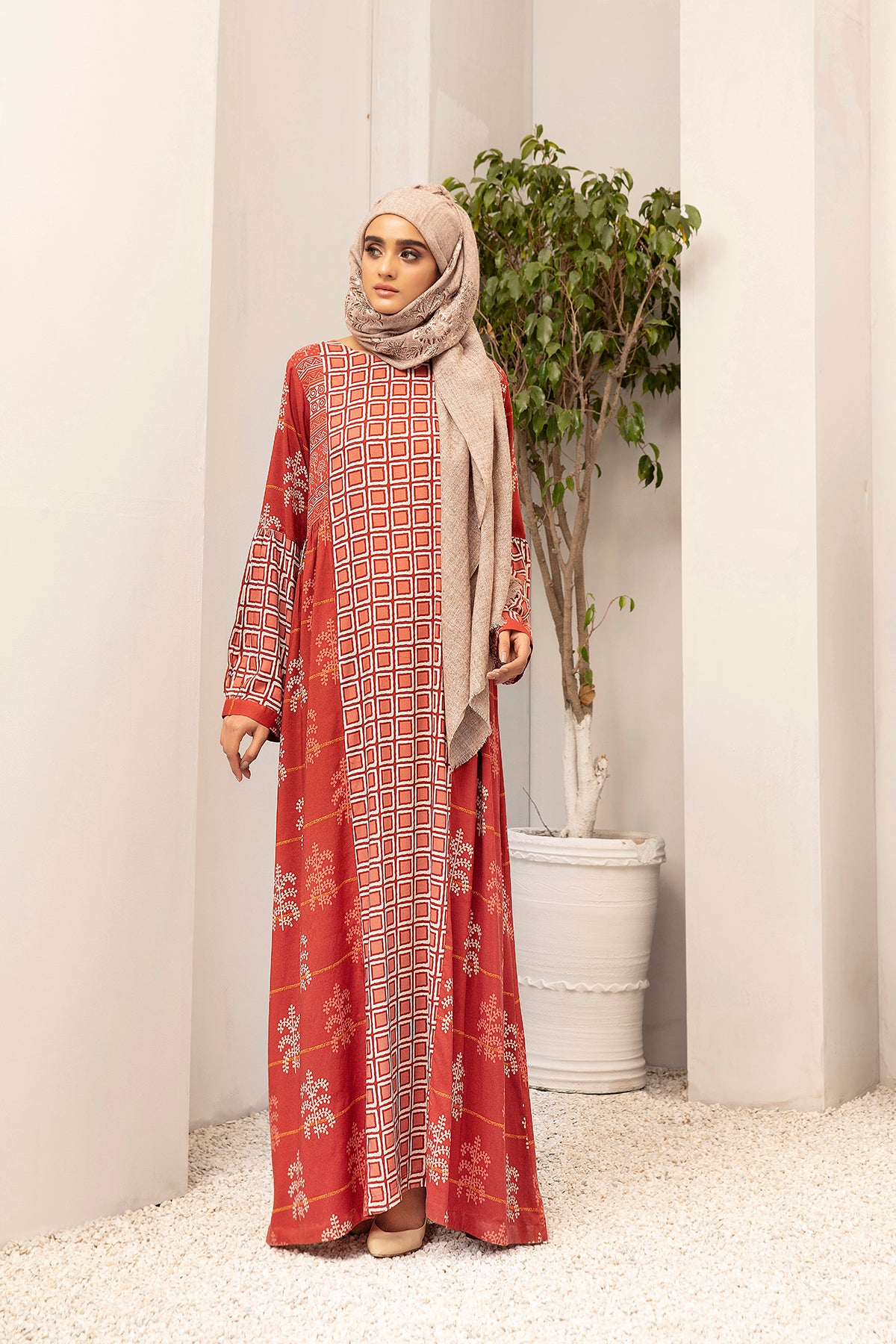 DW20-53 Digital Printed Stitched Fustaan for Kids with Mask 1PC