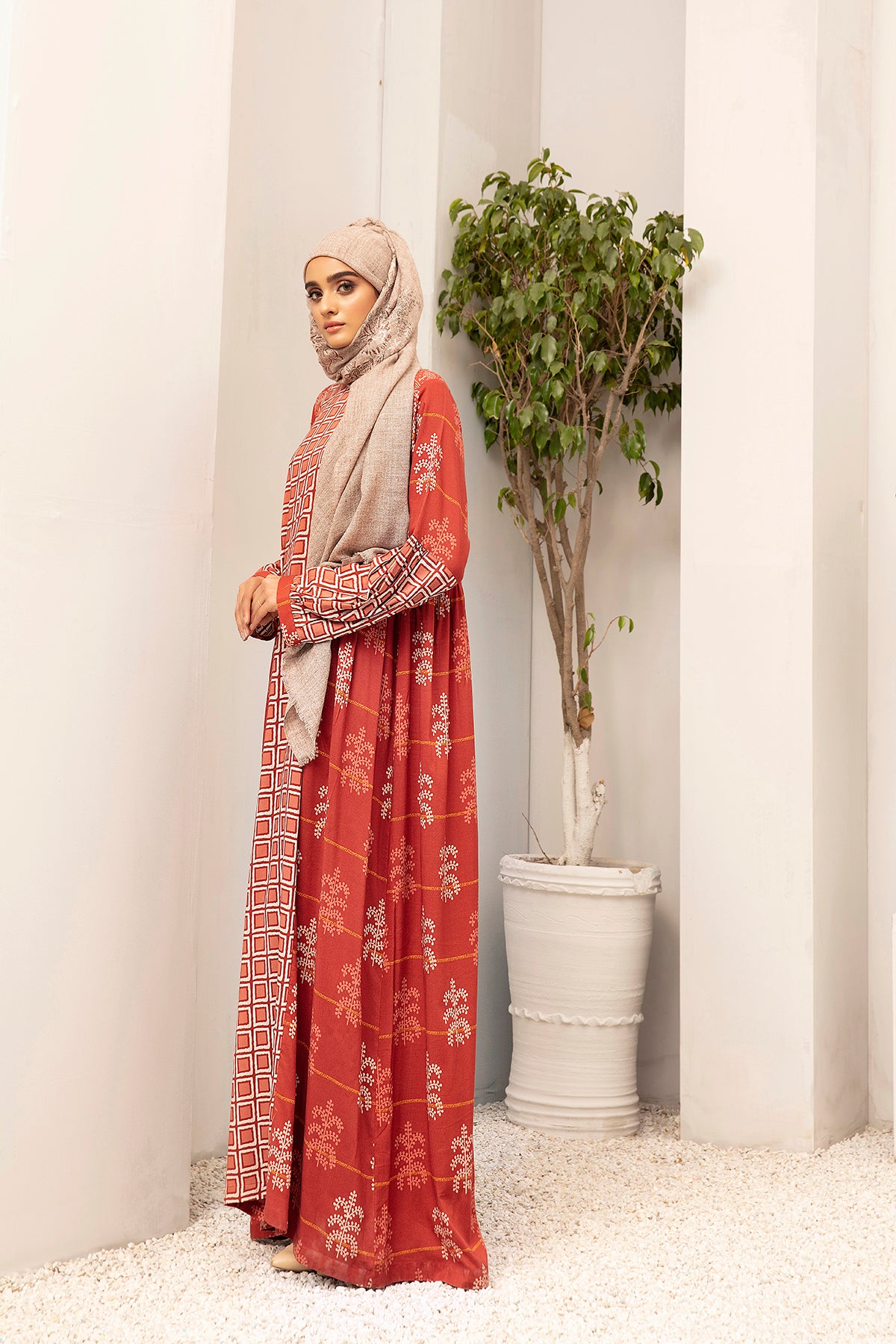 DW20-53 Digital Printed Stitched Fustaan for Kids with Mask 1PC