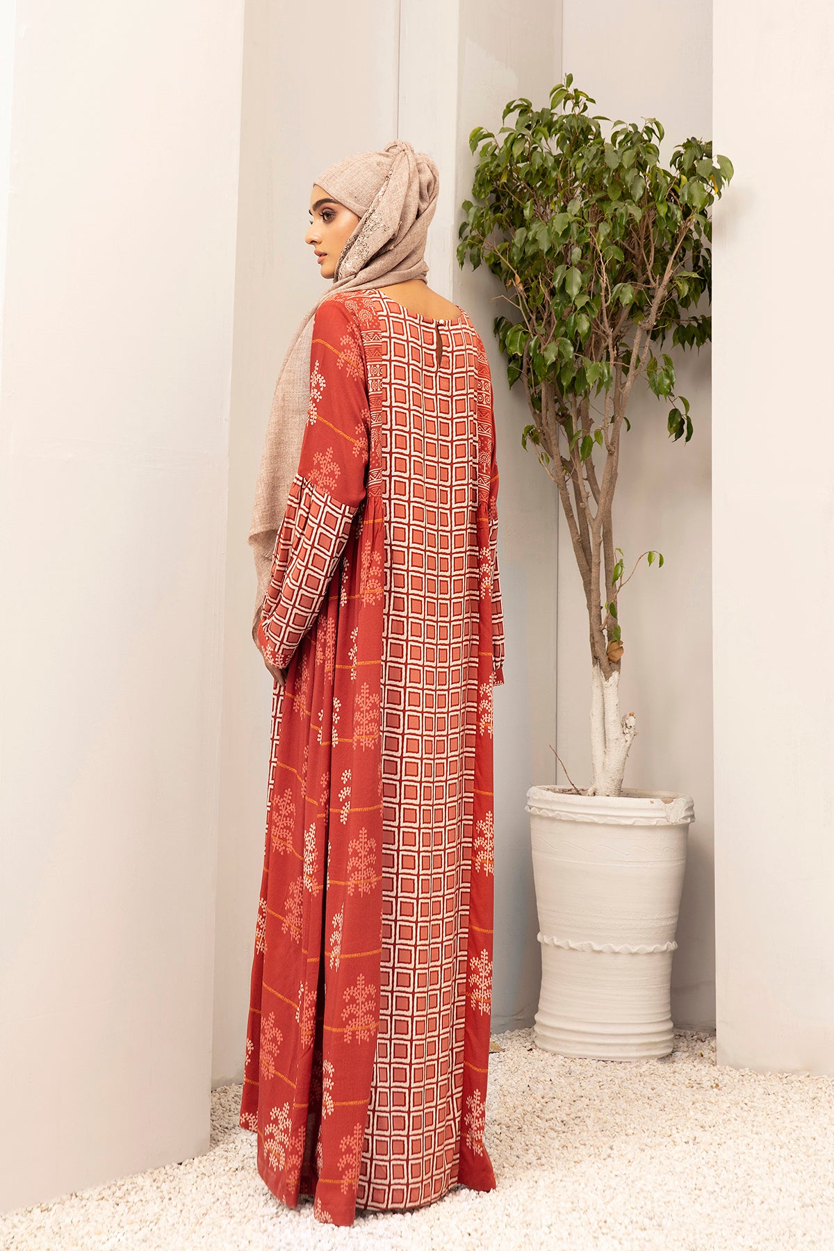 DW20-53 Digital Printed Stitched Fustaan for Kids with Mask 1PC