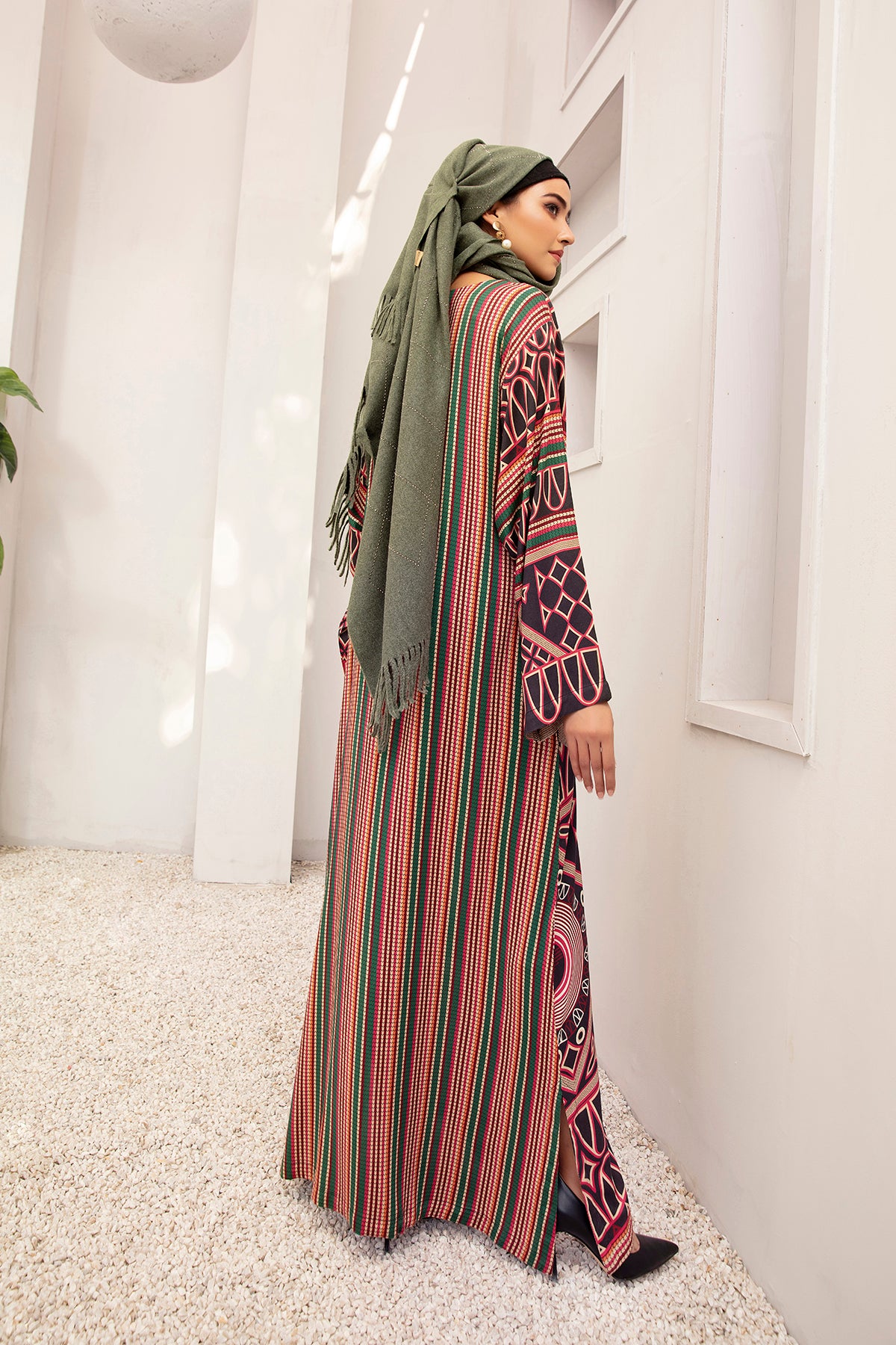 DW20-56 Digital Printed Linen Stitched Fustaan with Mask 1PC