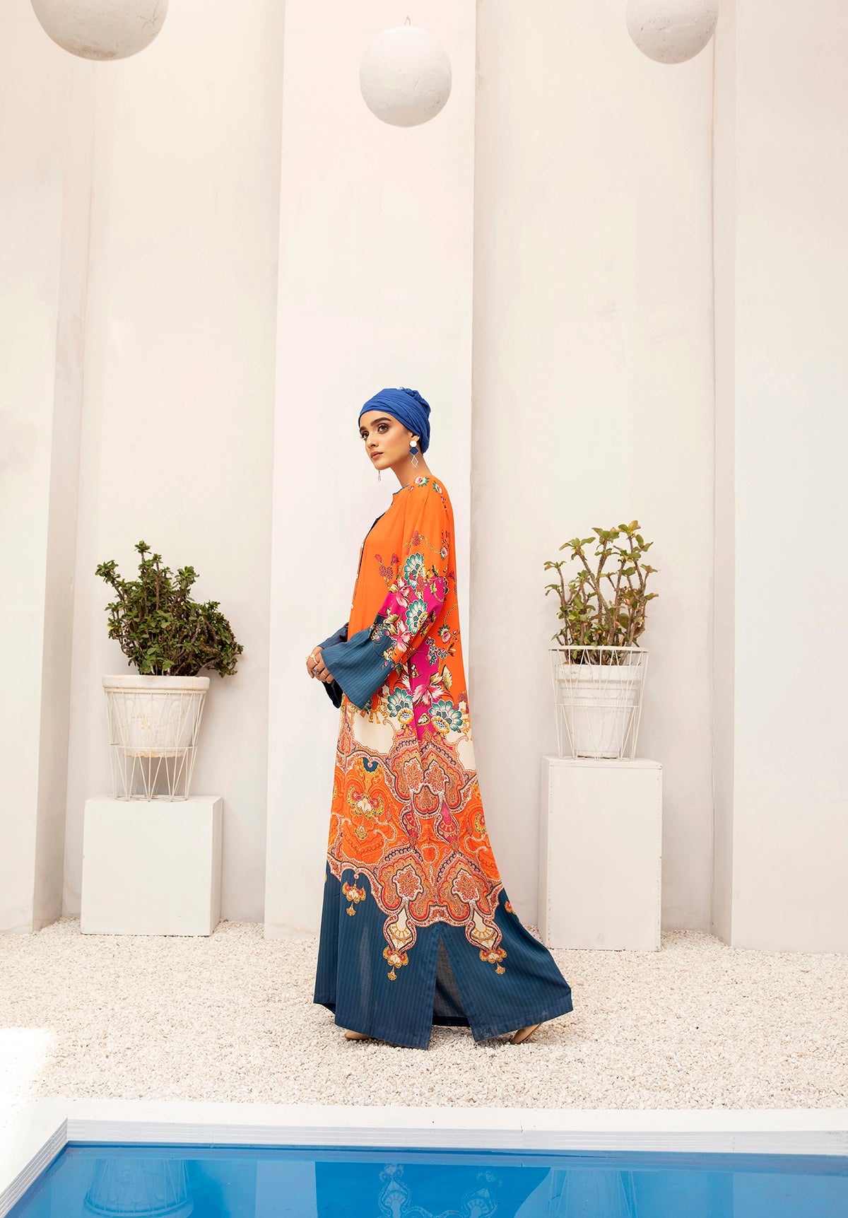 DW20-58 Digital Printed Linen Stitched Fustaan with Mask 1PC