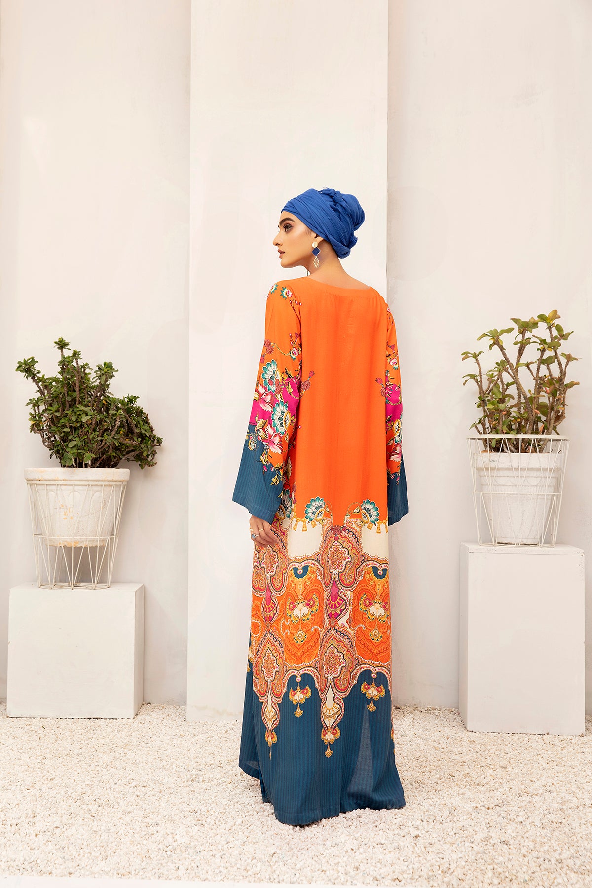 DW20-58 Digital Printed Linen Stitched Fustaan with Mask 1PC