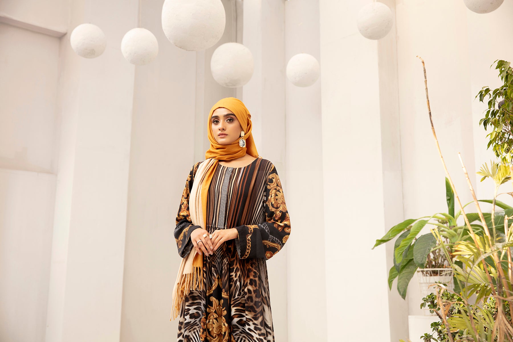 DW20-60 Digital Printed Linen Stitched Fustaan with Mask 1PC