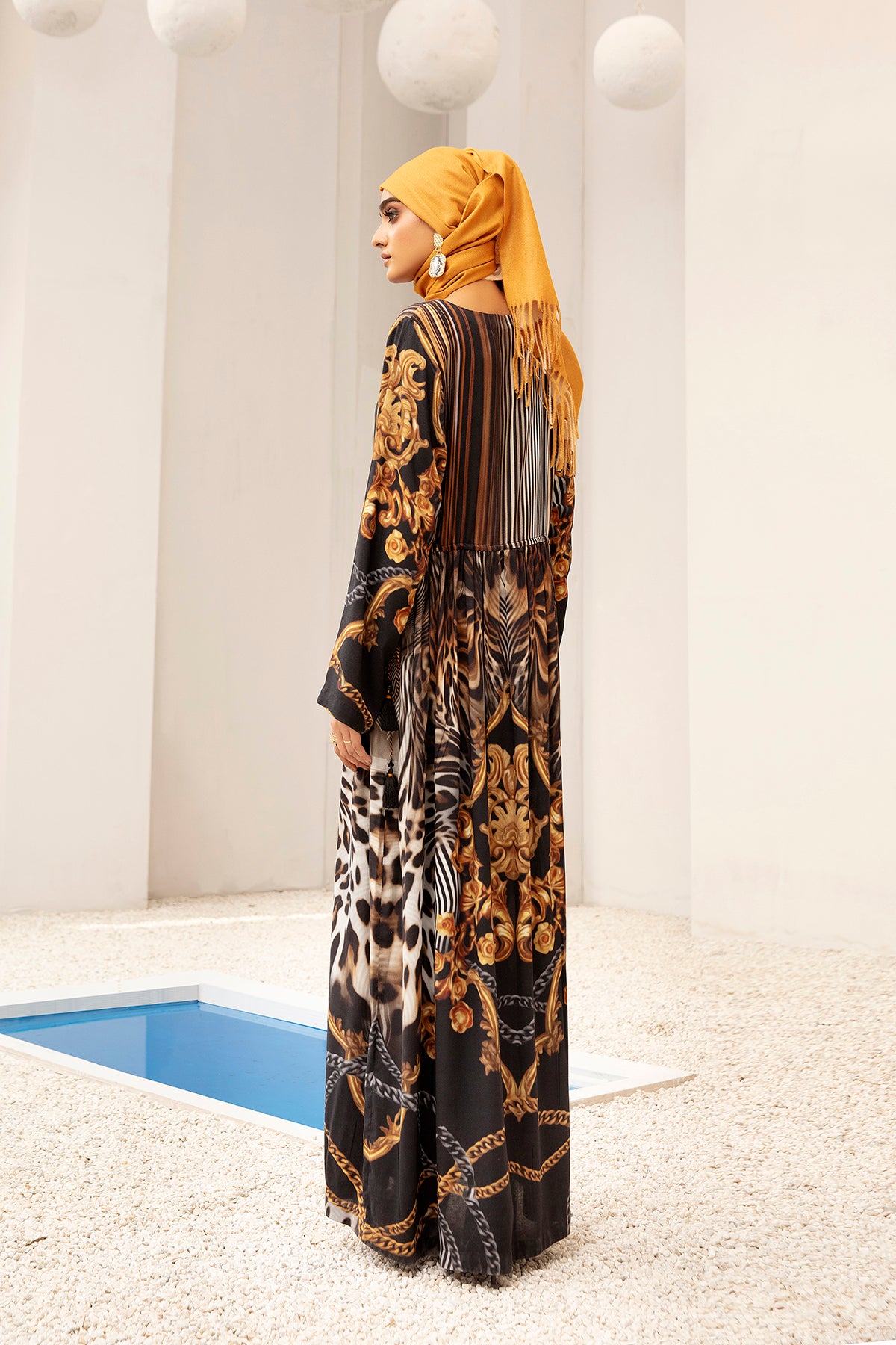 DW20-60 Digital Printed Linen Stitched Fustaan with Mask 1PC