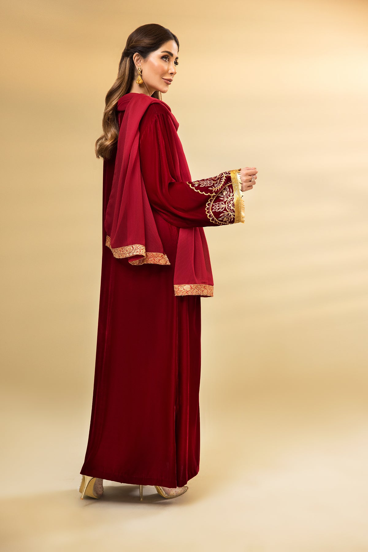 DW22-12-Drop Shoulder Embroidered Fustaan 1PC