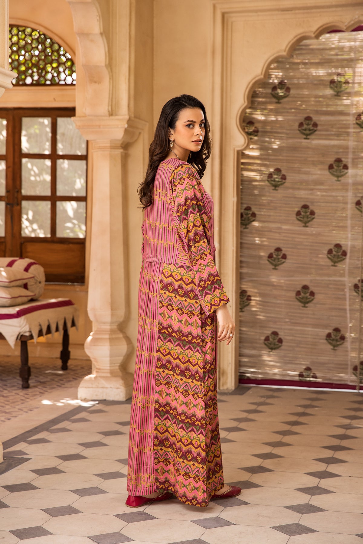 DW22-19-Printed Paneled Fustaan 1PC