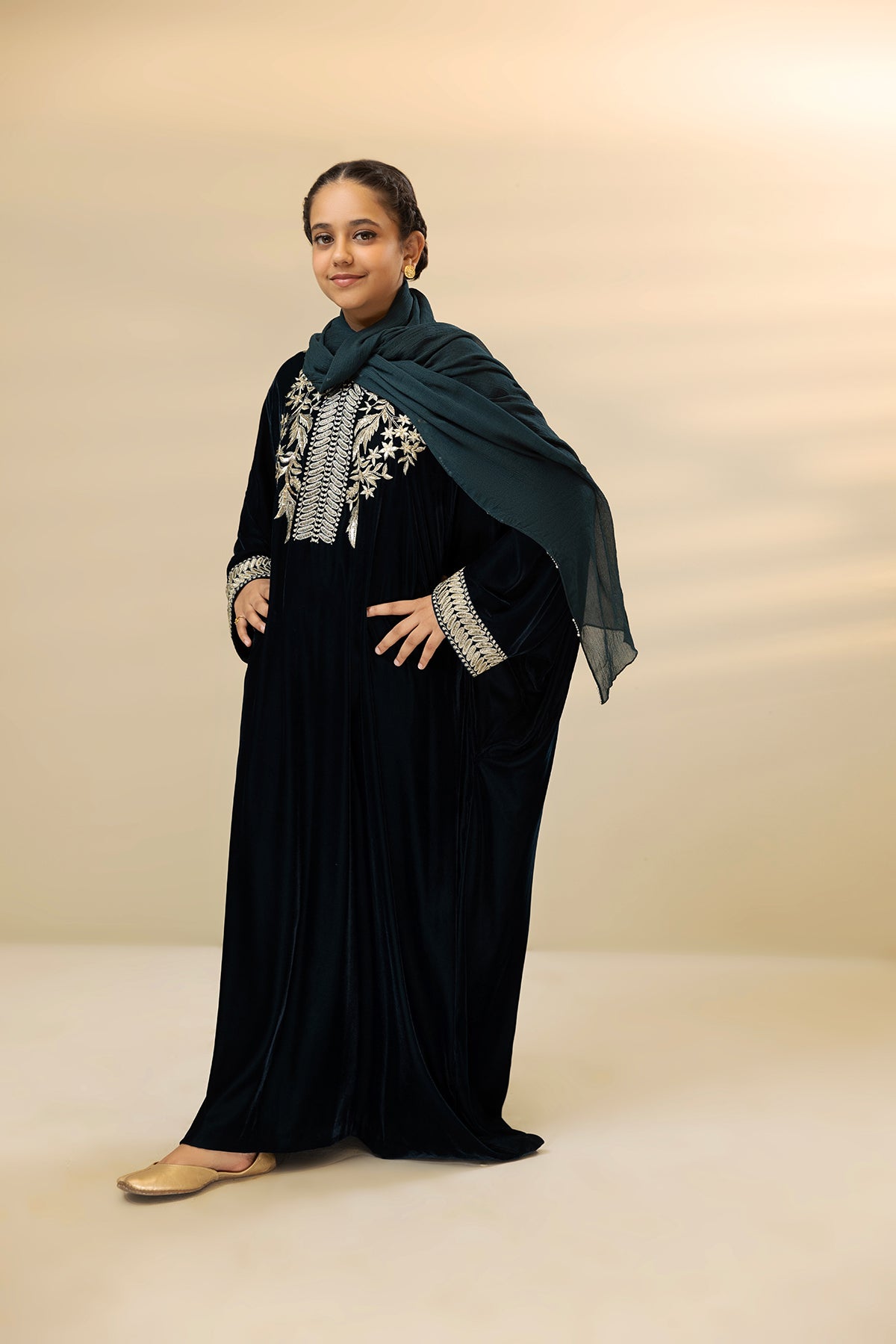 DW22-38-V Neckline Embroidered Fustaan 1PC