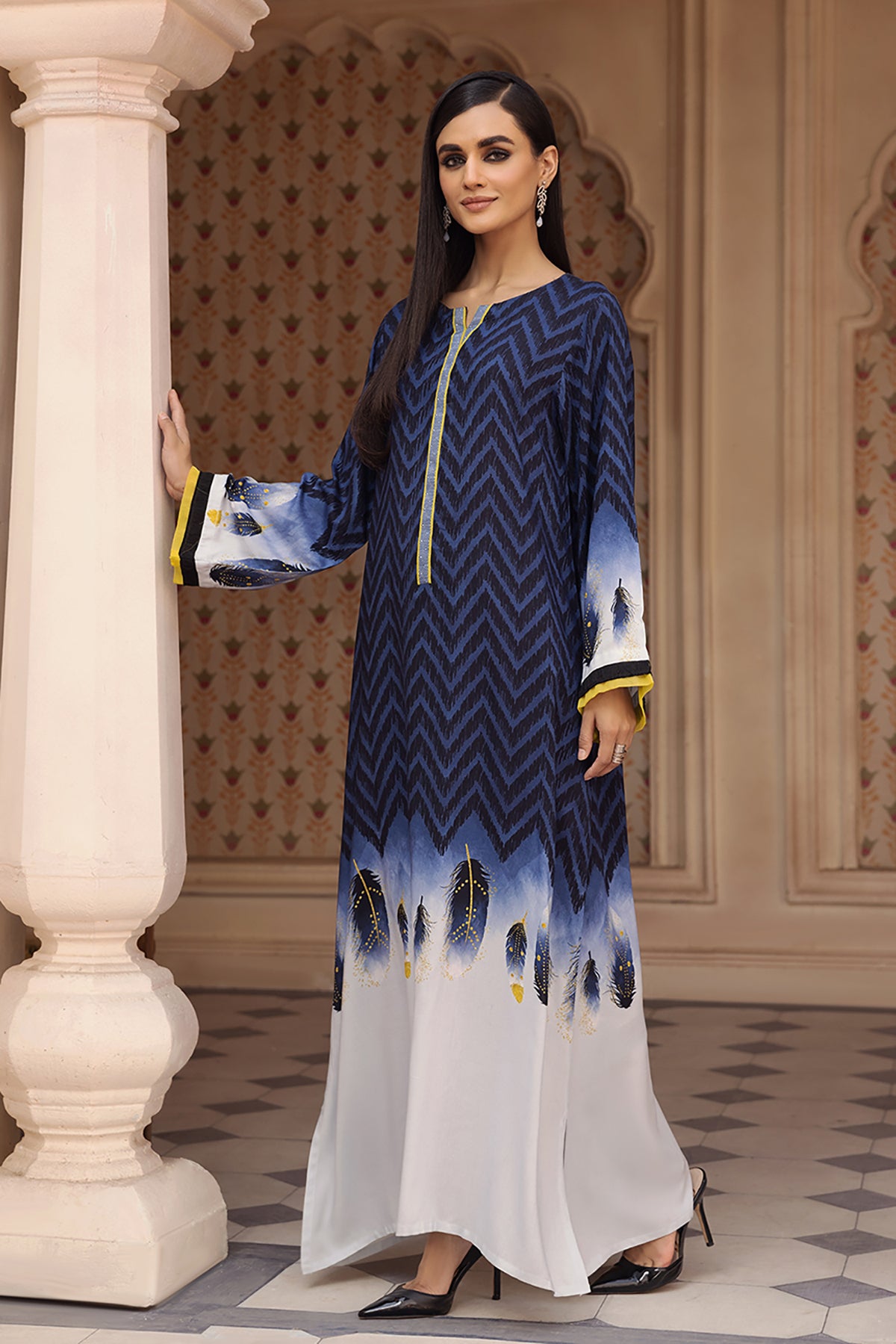 DW22-47-Lace Detailing Printed Fustaan 1PC
