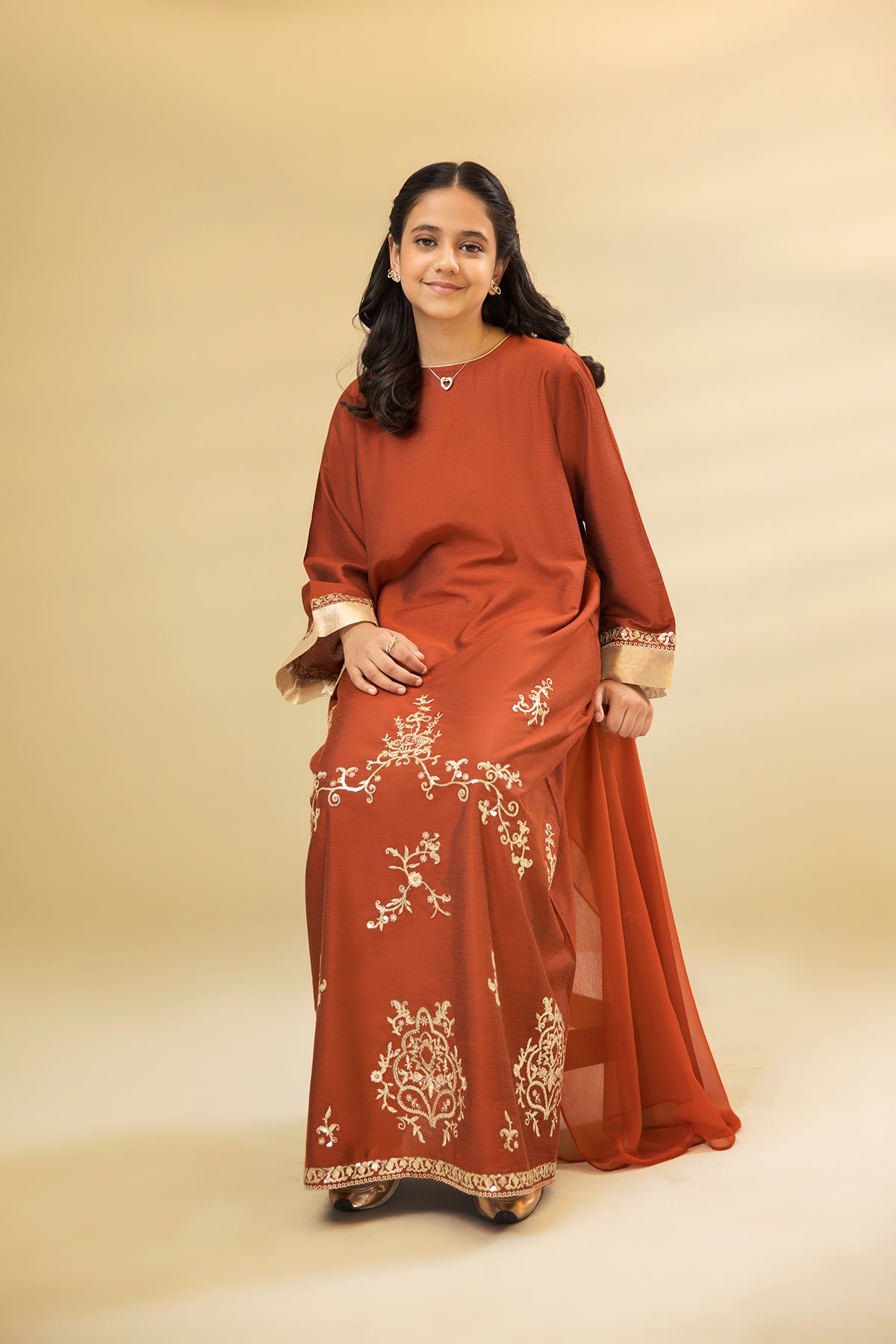 DW22-49-Central Paneled Embroidered Fustaan 1PC