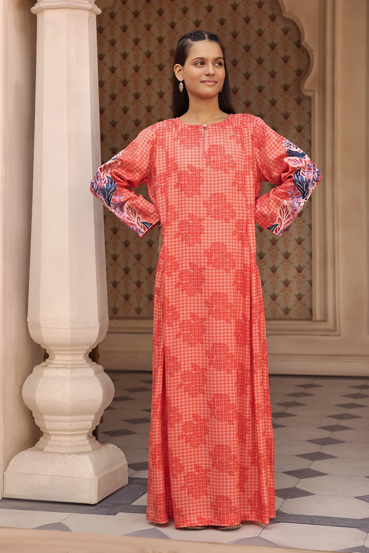 DW22-53-Printed Embroidered Fustaan 1PC