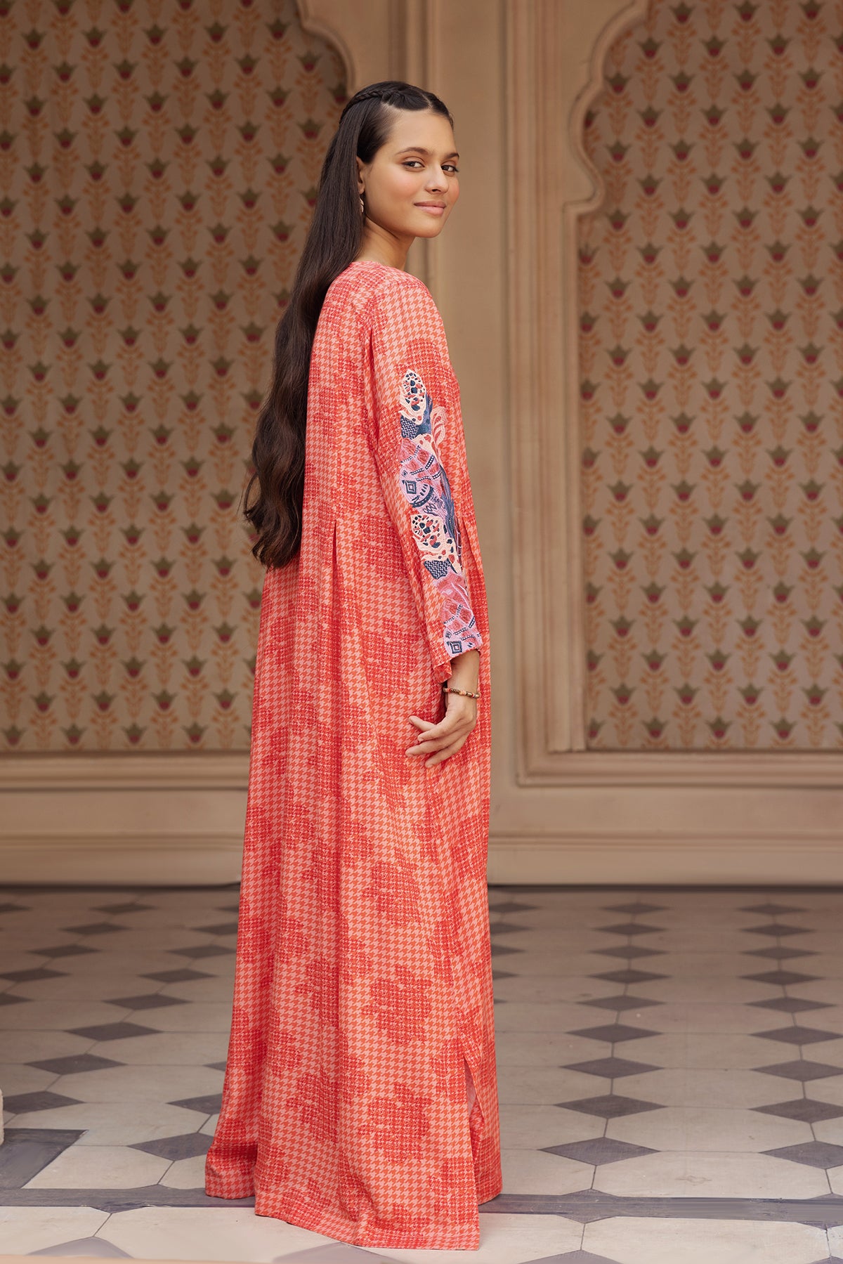 DW22-53-Printed Embroidered Fustaan 1PC