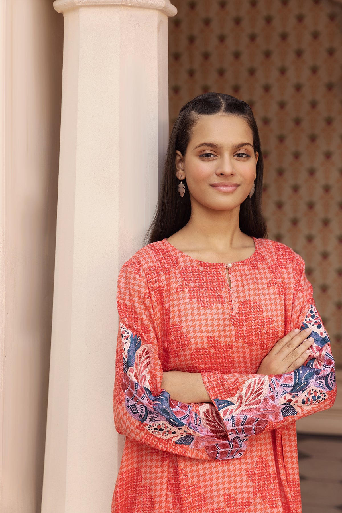 DW22-53-Printed Embroidered Fustaan 1PC