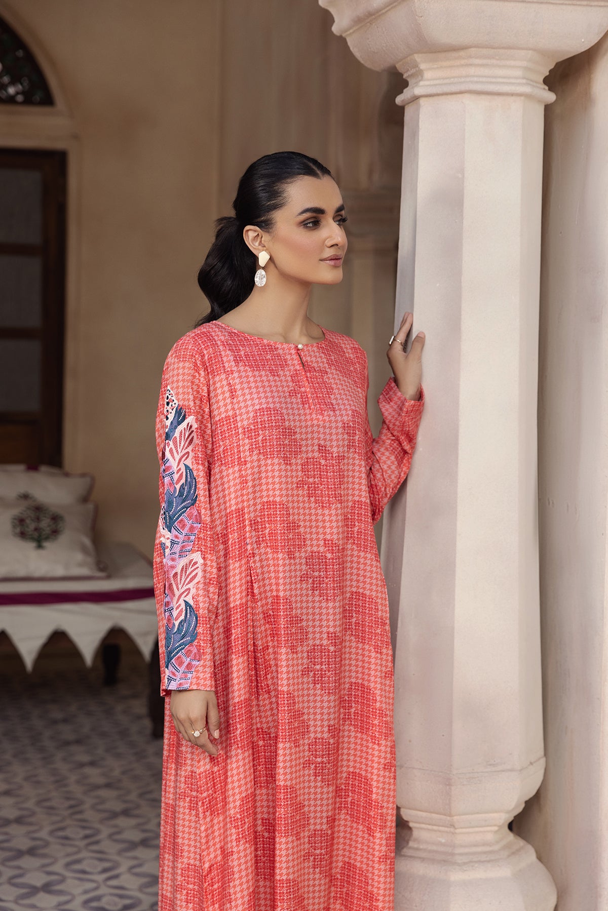 DW22-54-Printed Embroidered Fustaan 1PC