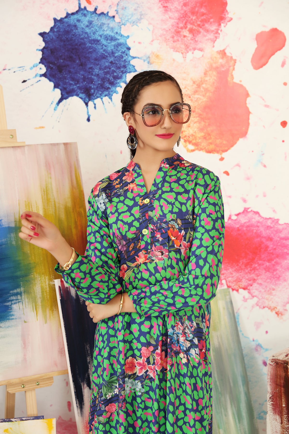 FS21-51-Micro-Modal Printed Long Dress