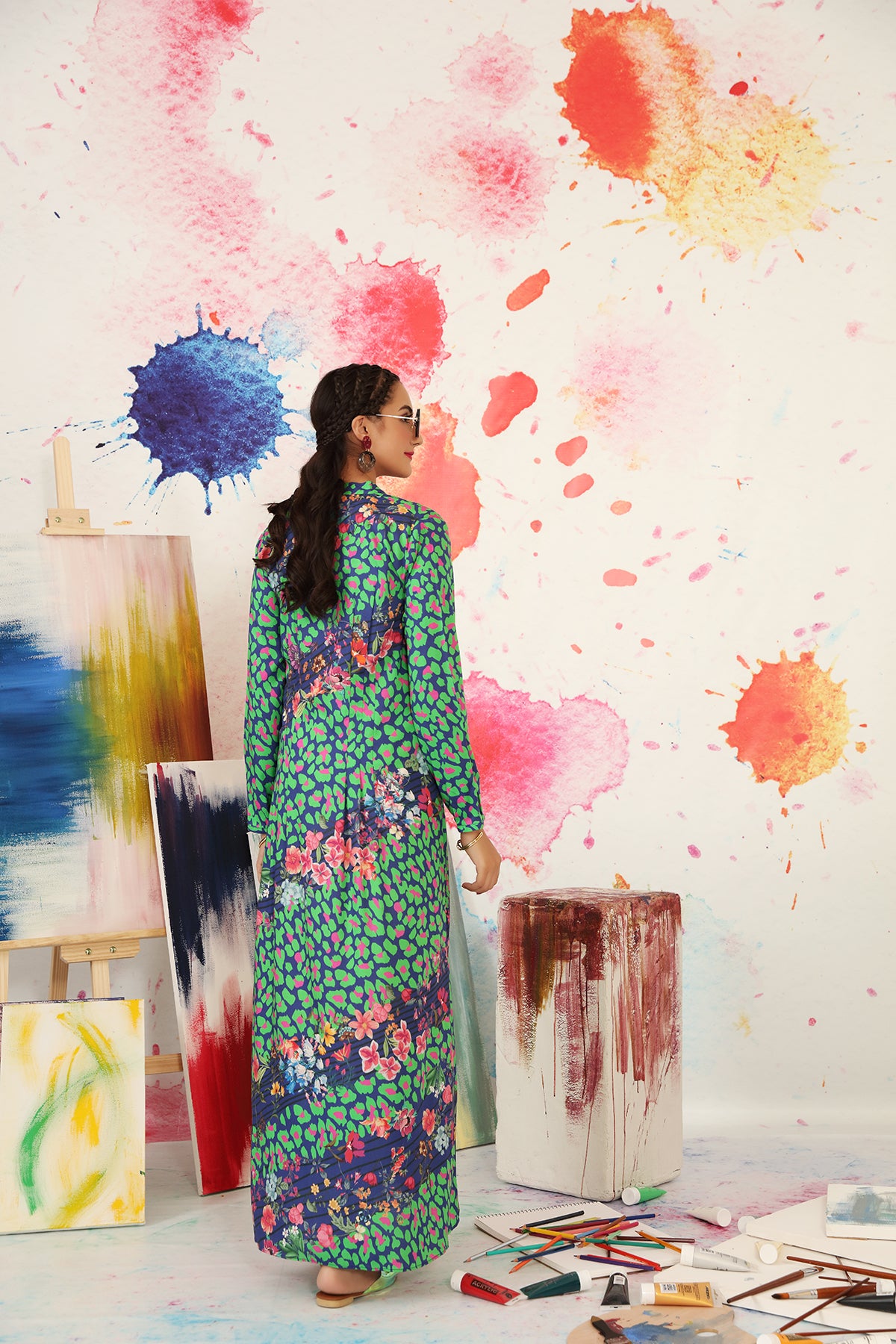 FS21-51-Micro-Modal Printed Long Dress