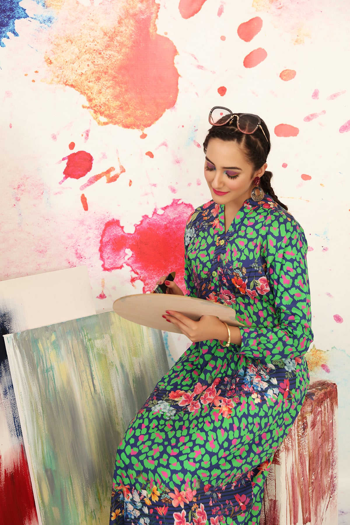 FS21-51-Micro-Modal Printed Long Dress