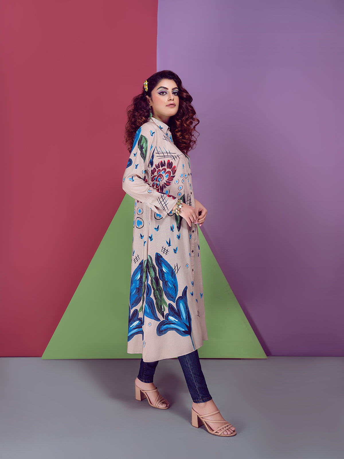 FS21-69 Printed Micro Modal Long Dress