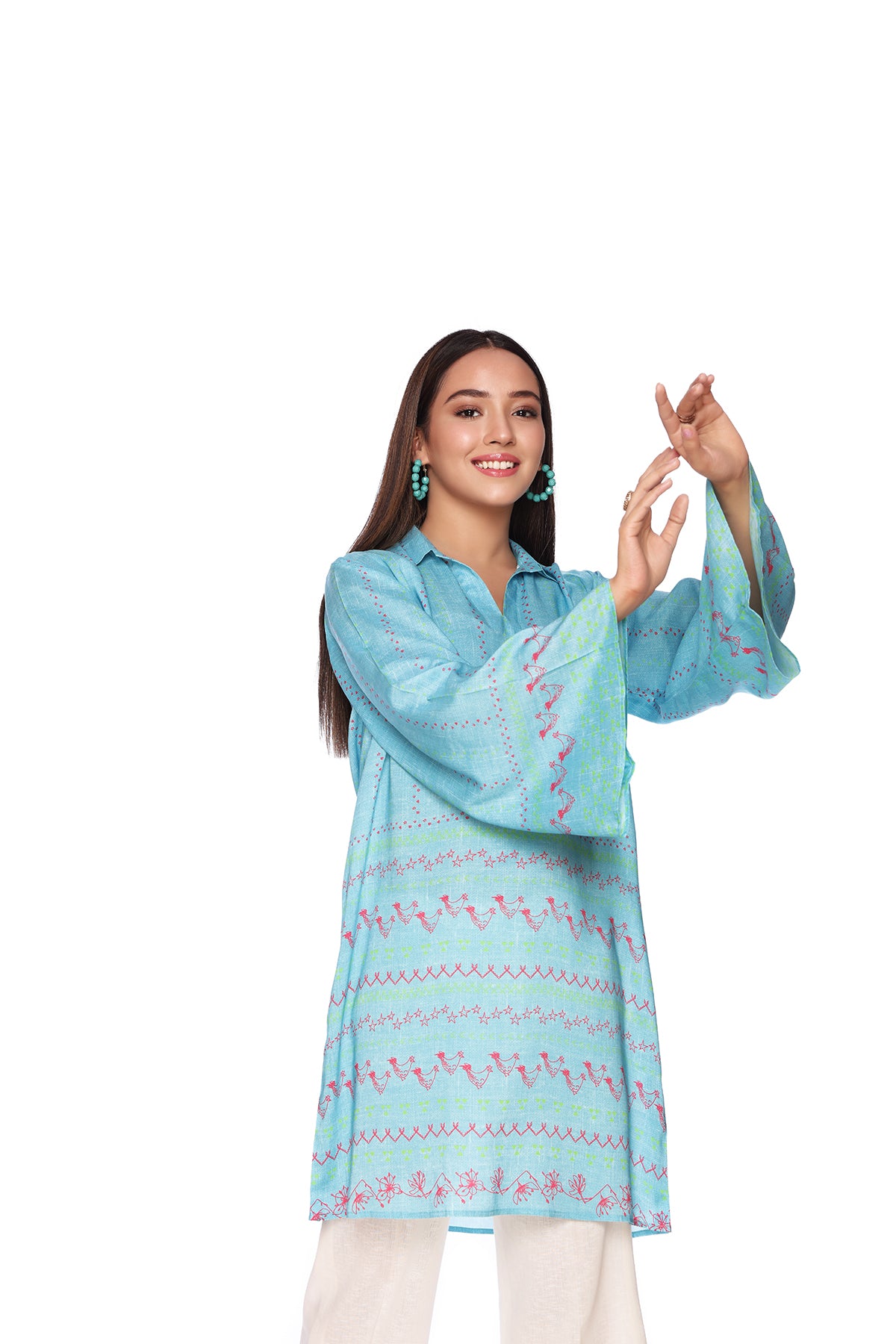 FS22-12-Printed Collar Neck Tunic