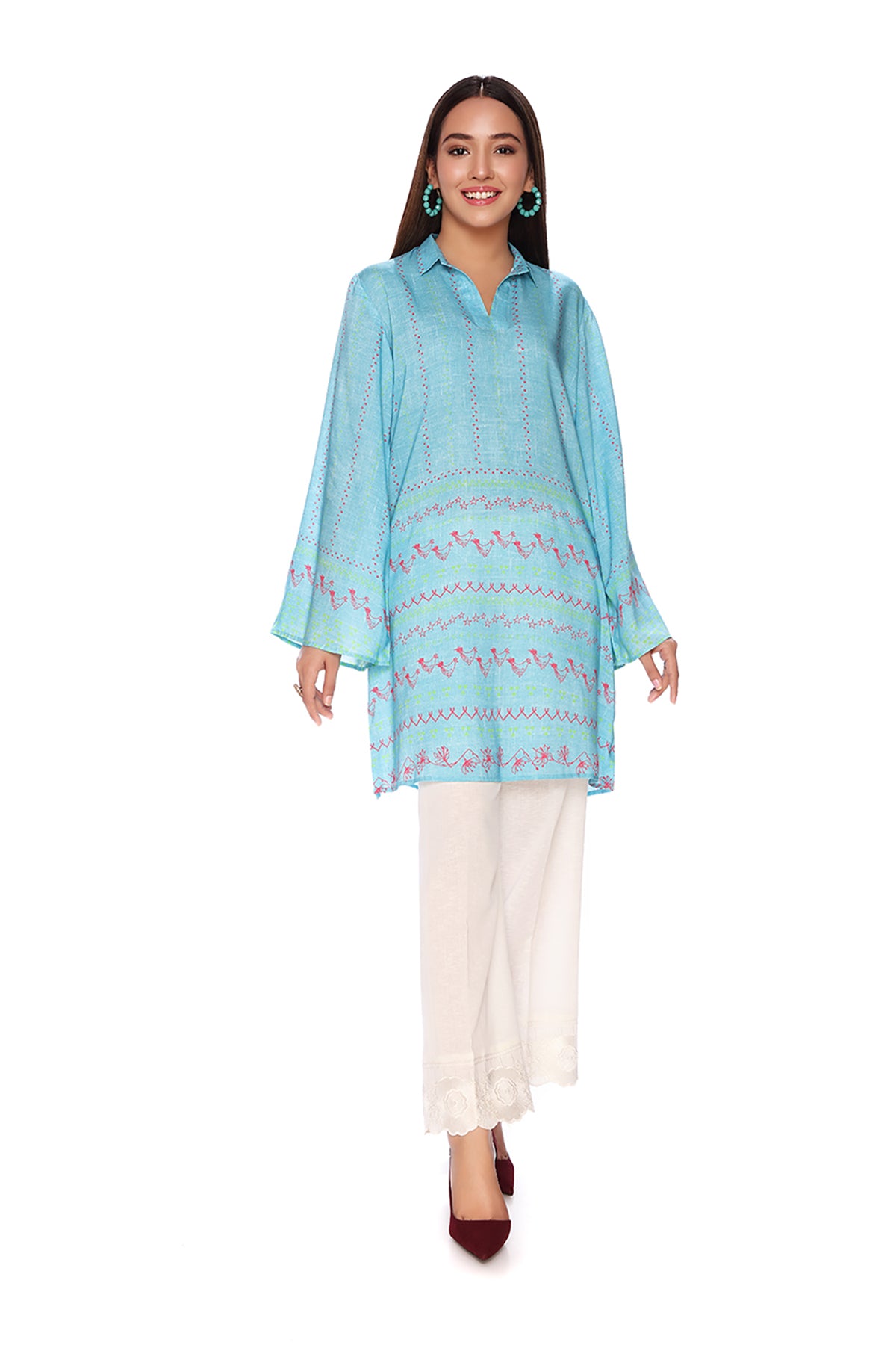 FS22-12-Printed Collar Neck Tunic