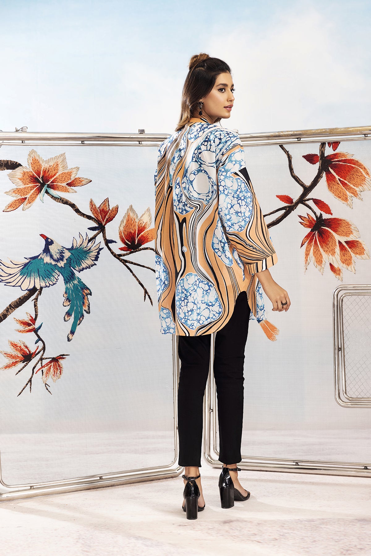 FS22-32-Printed Button Down Tunic