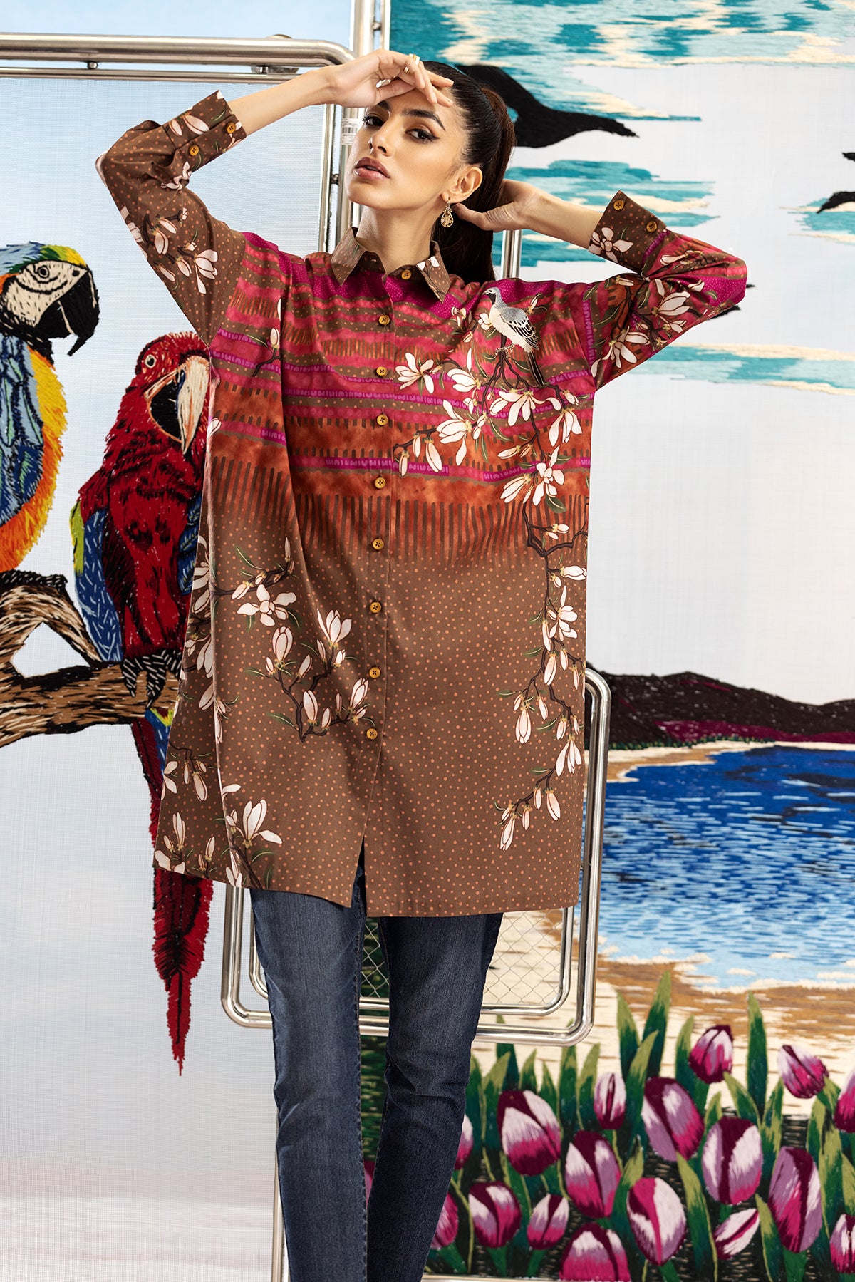 FS22-33-Button Down Printed Top