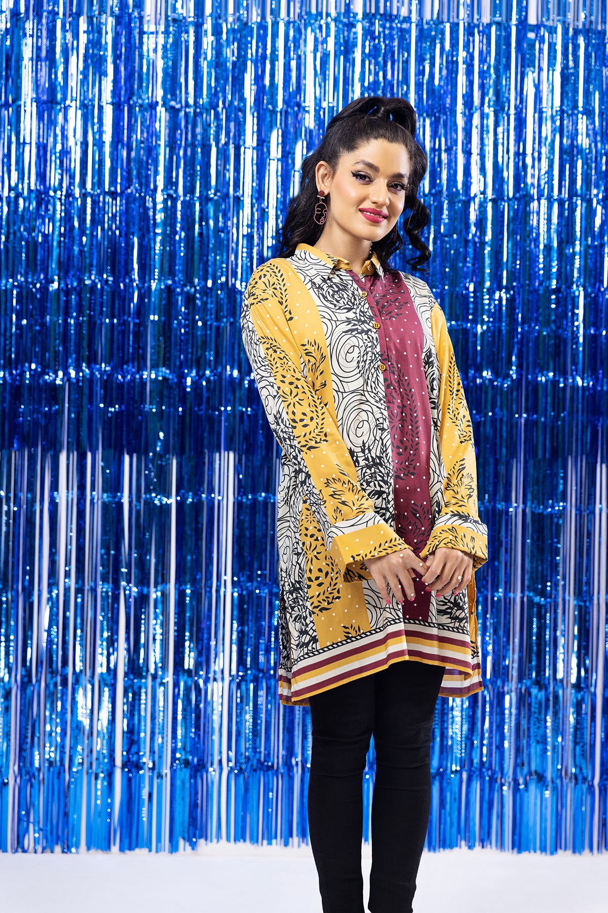 FS22-36-Coller Neck Printed Tunic