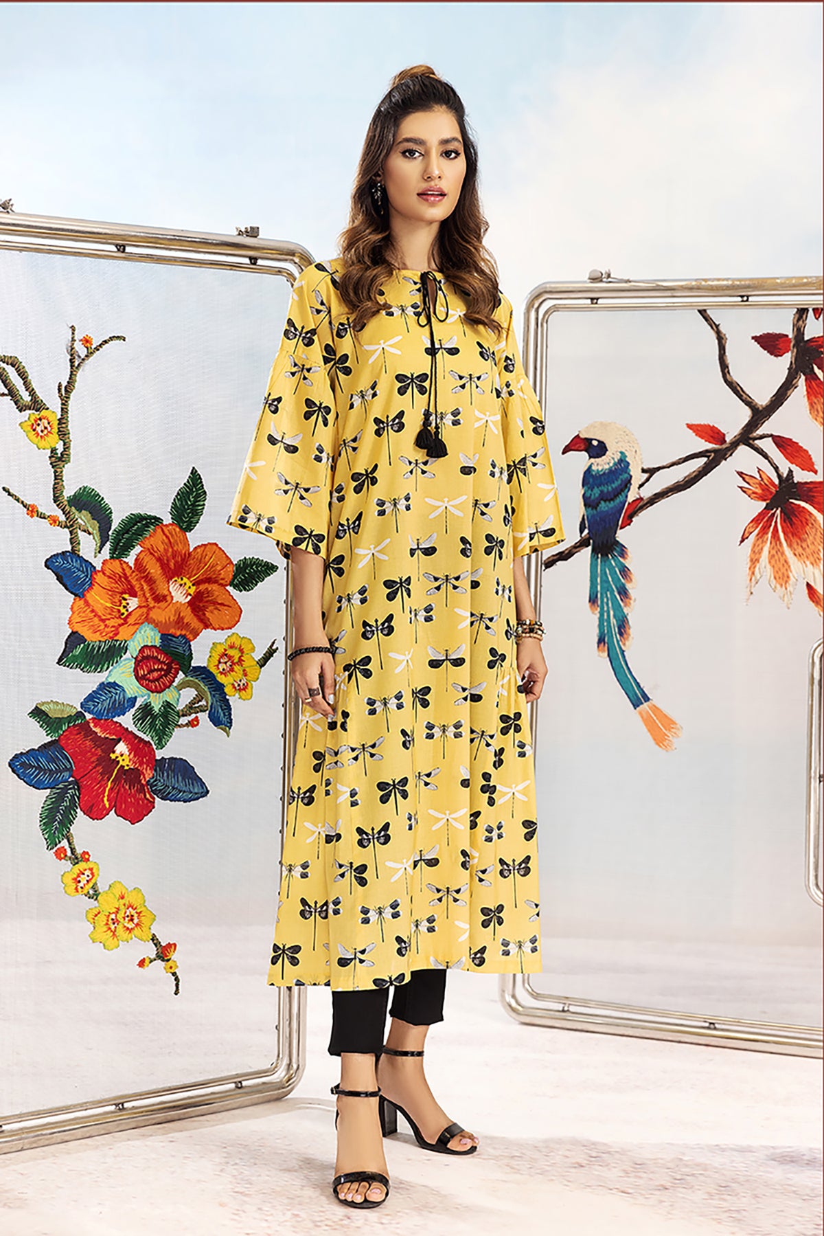 FS22-39-Printed Dori Detailing Long Dress