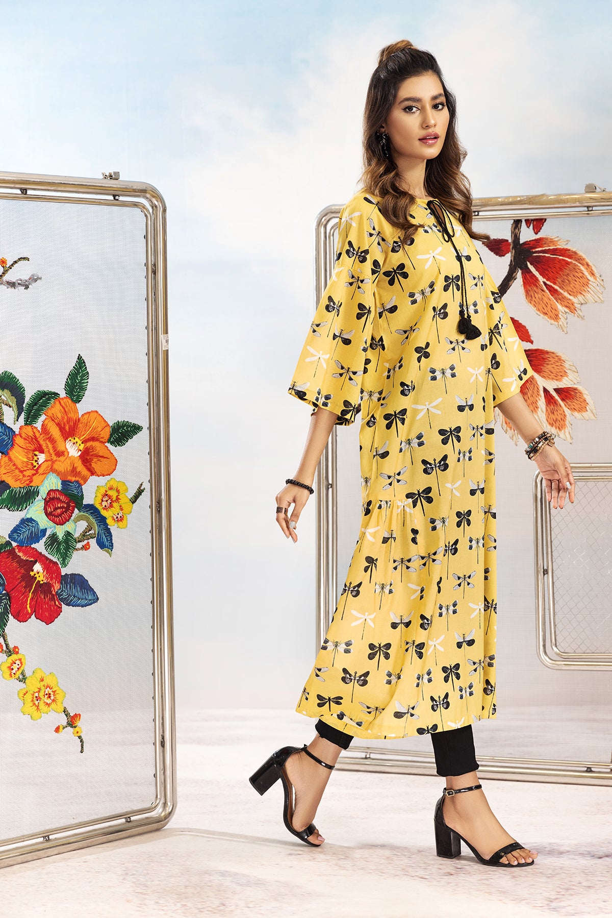 FS22-39-Printed Dori Detailing Long Dress