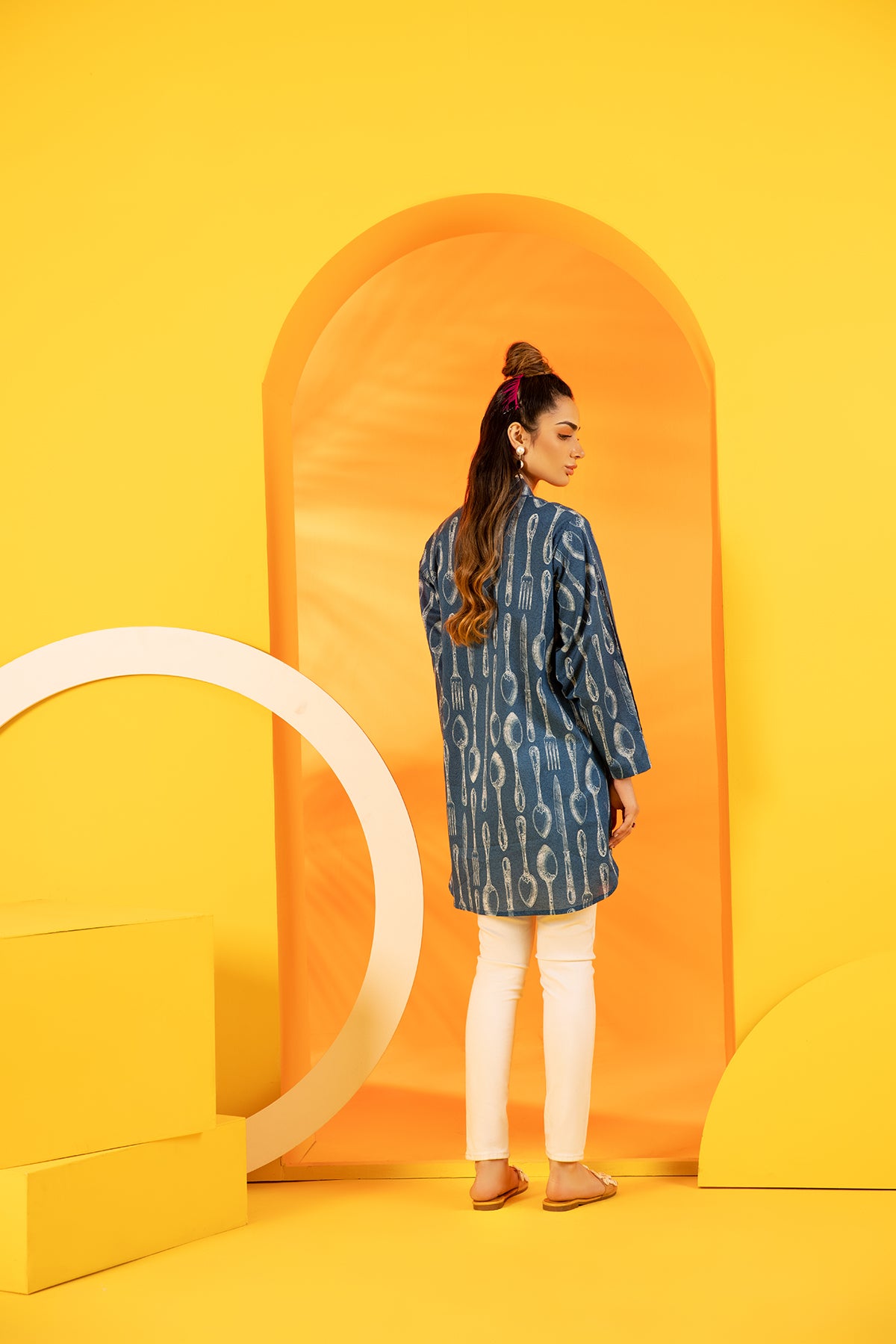 FS22-61-Collar Neck Printed Tunic