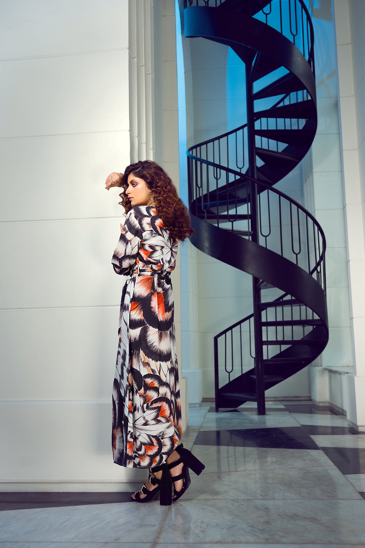 FW20-11 Digital Printed Long Fusion Dress - 1PC