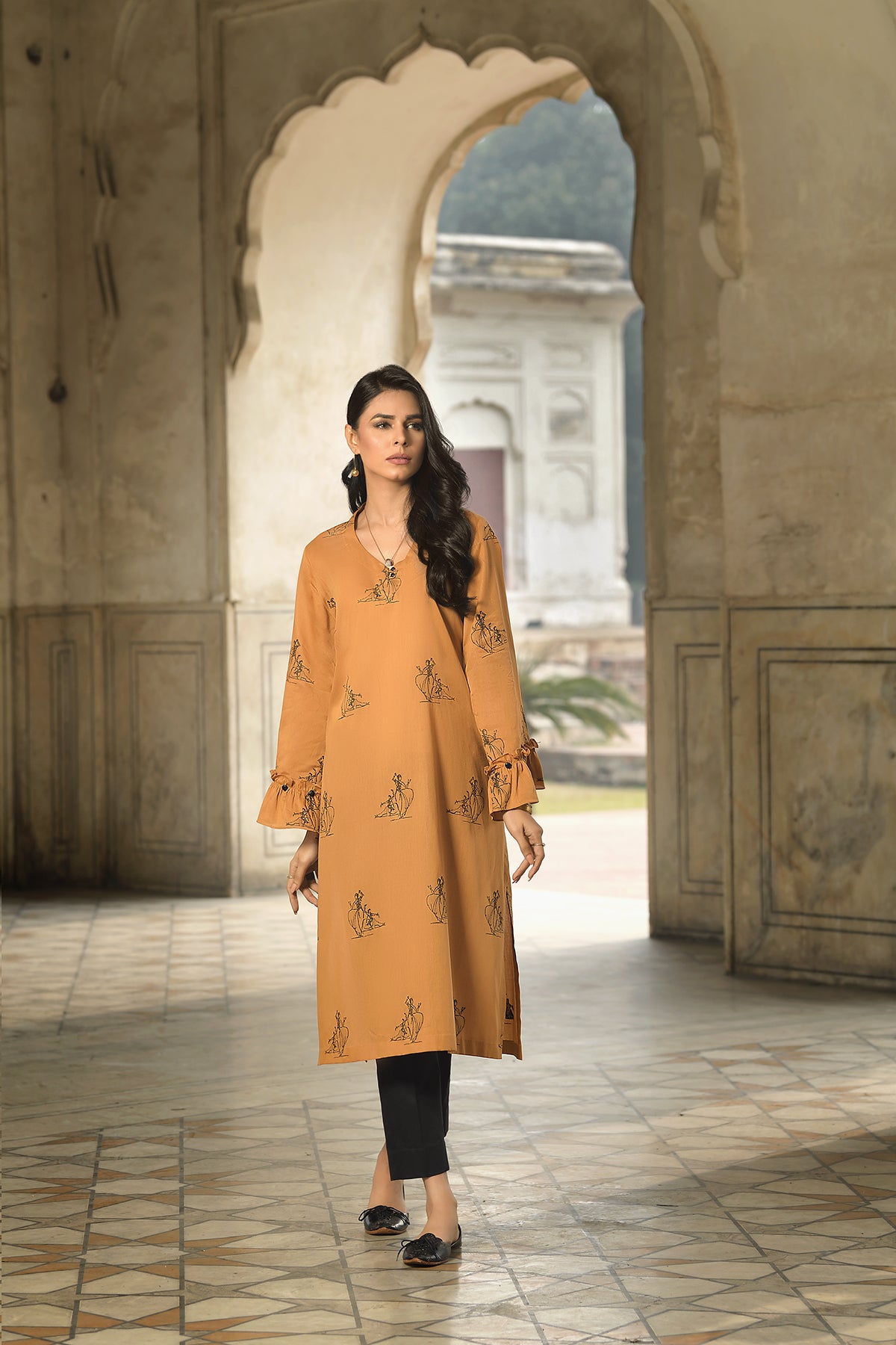 KFS22-30-Printed Long Shirt 1PC