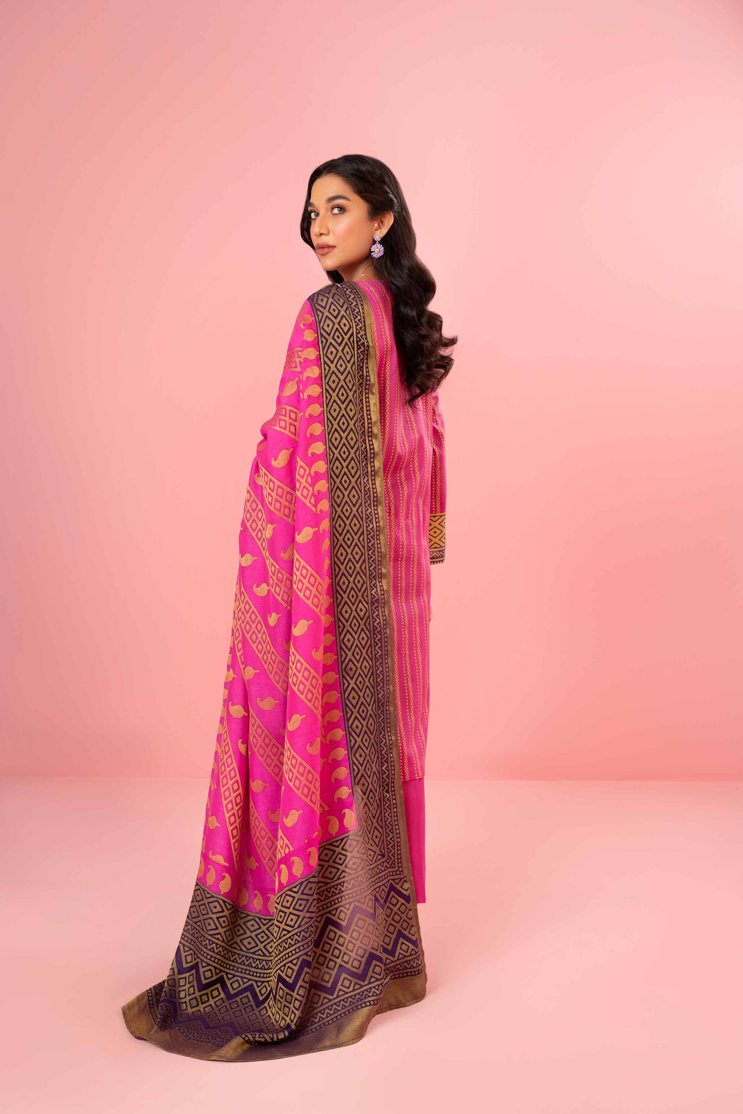 3 Piece - Gold Printed Embroidered Suit - PDE23-14