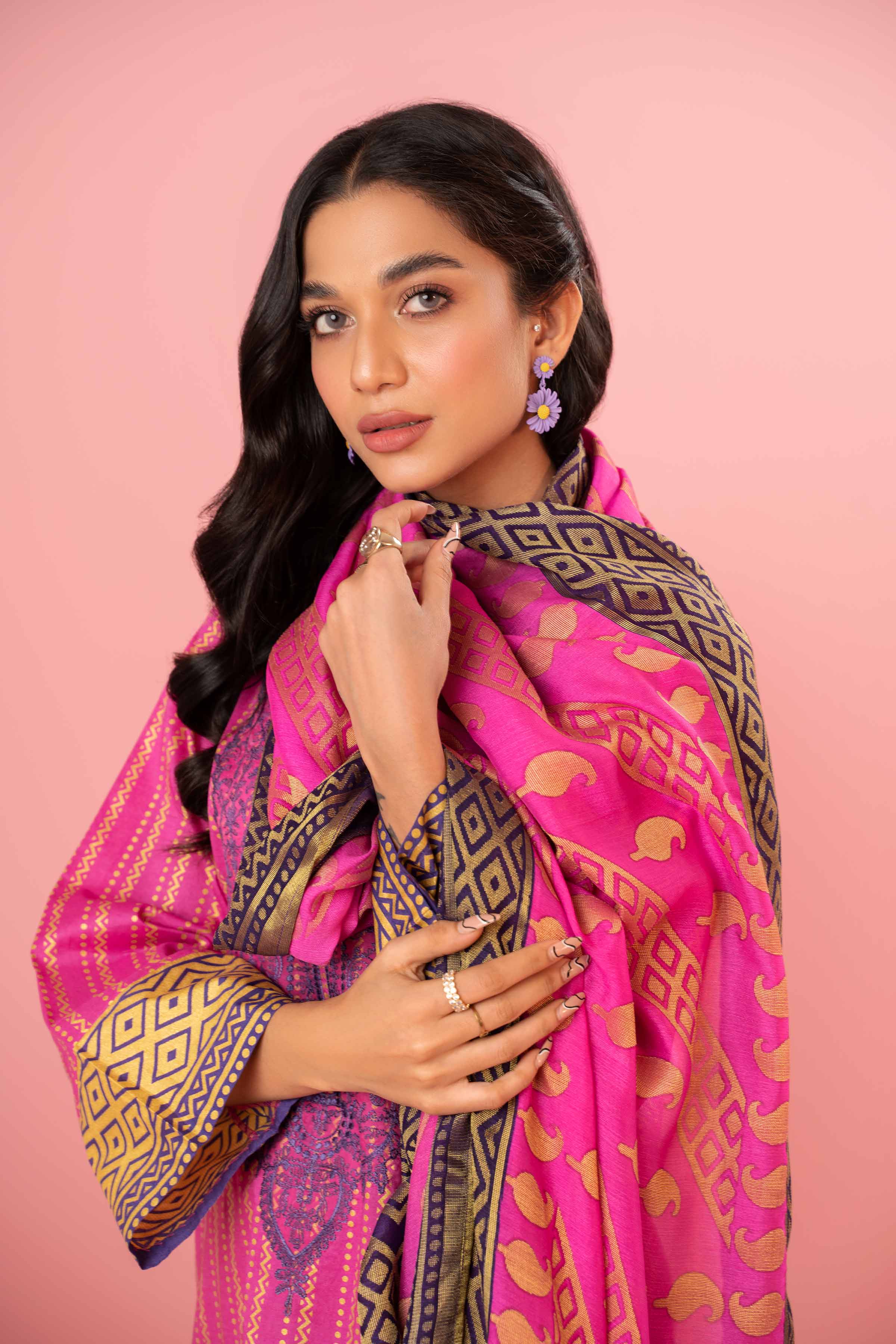 3 Piece - Gold Printed Embroidered Suit - PDE23-14