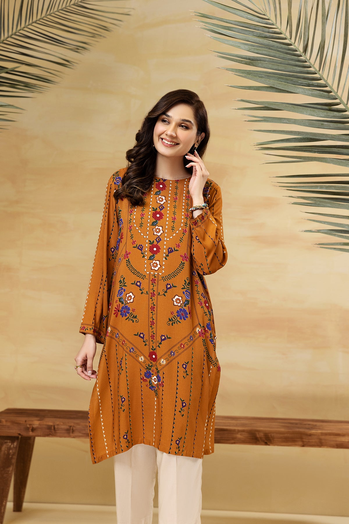 PDW22-15-Printed Straight Shirt 1PC