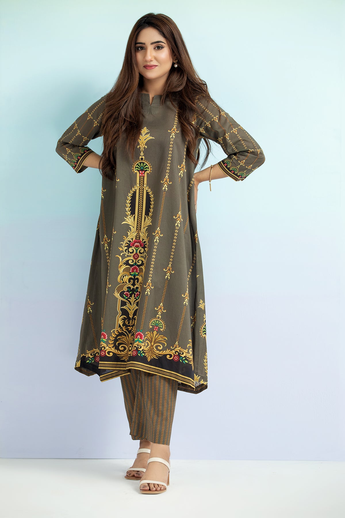 PE21-05-Straight Printed Stitched Shirt & Trouser-2PC