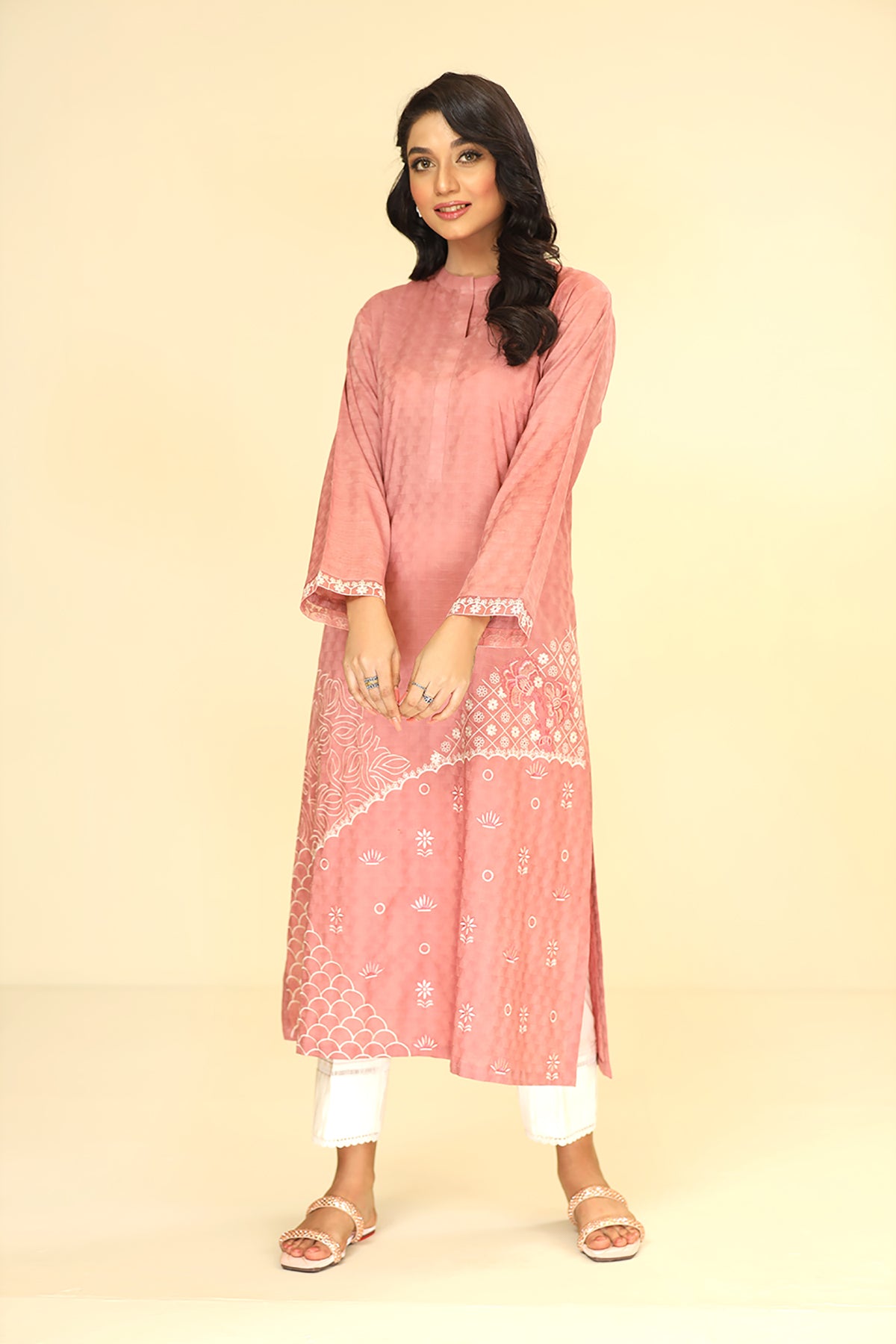 PE21-152-Embroidered Long Shirt 1PC