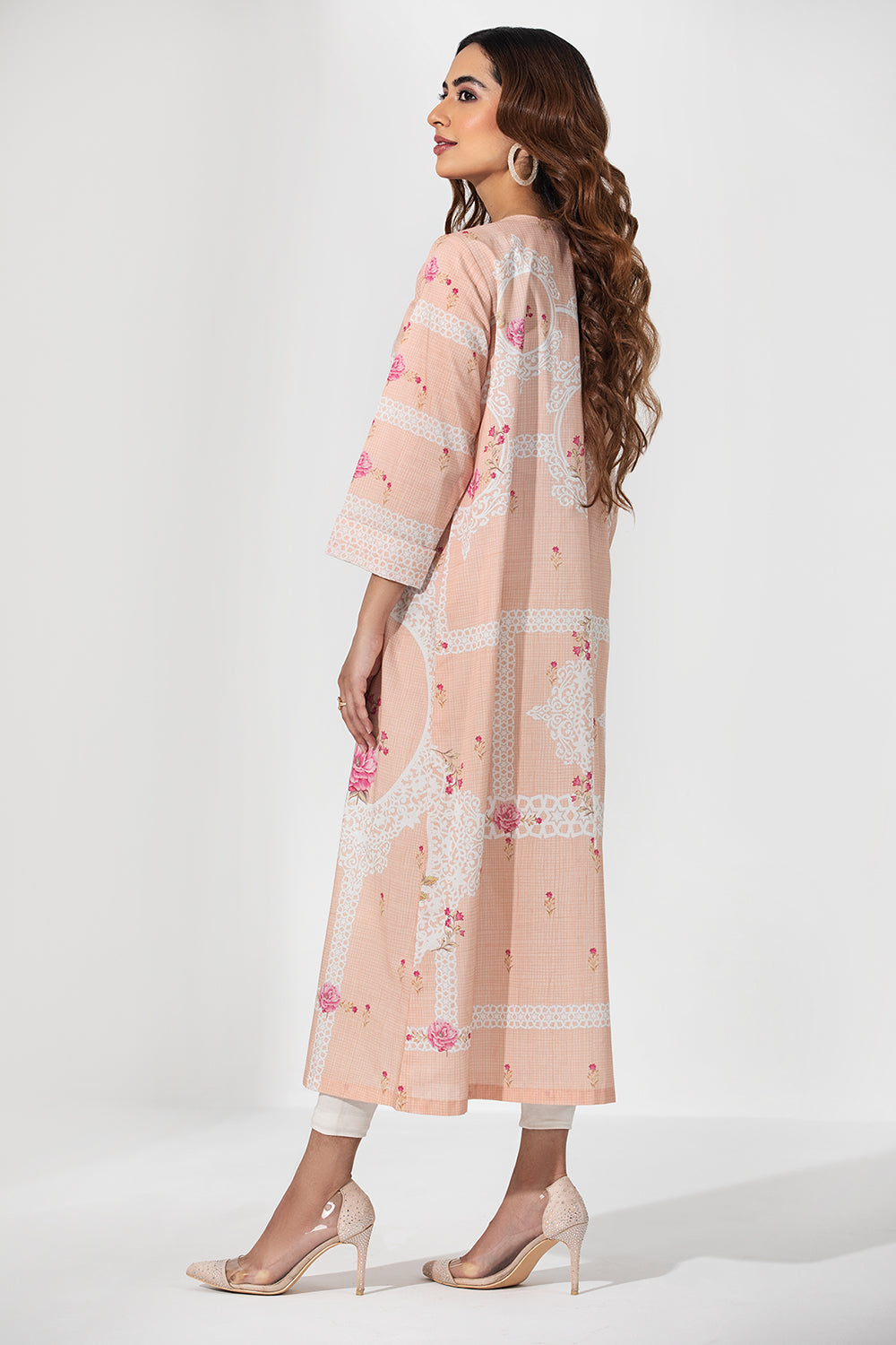 PE21-76-Pastel Printed Modern Overlap Style Stitched Shirt-1PC